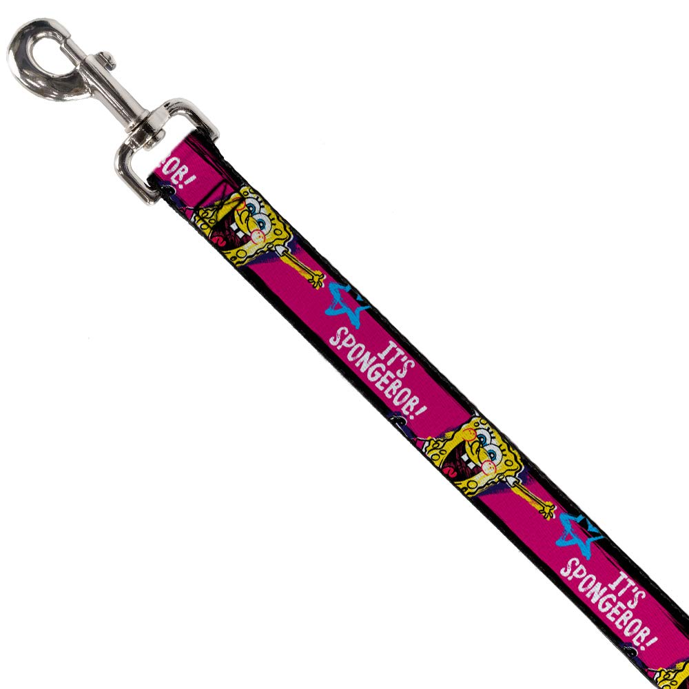 SpongeBob Dog Leash - 4 Feet Long, 1.5 Inch Wide, Striped in Black, Pink, Blue & White - Perfect for Walking, Training & Cosplay with Your Pet