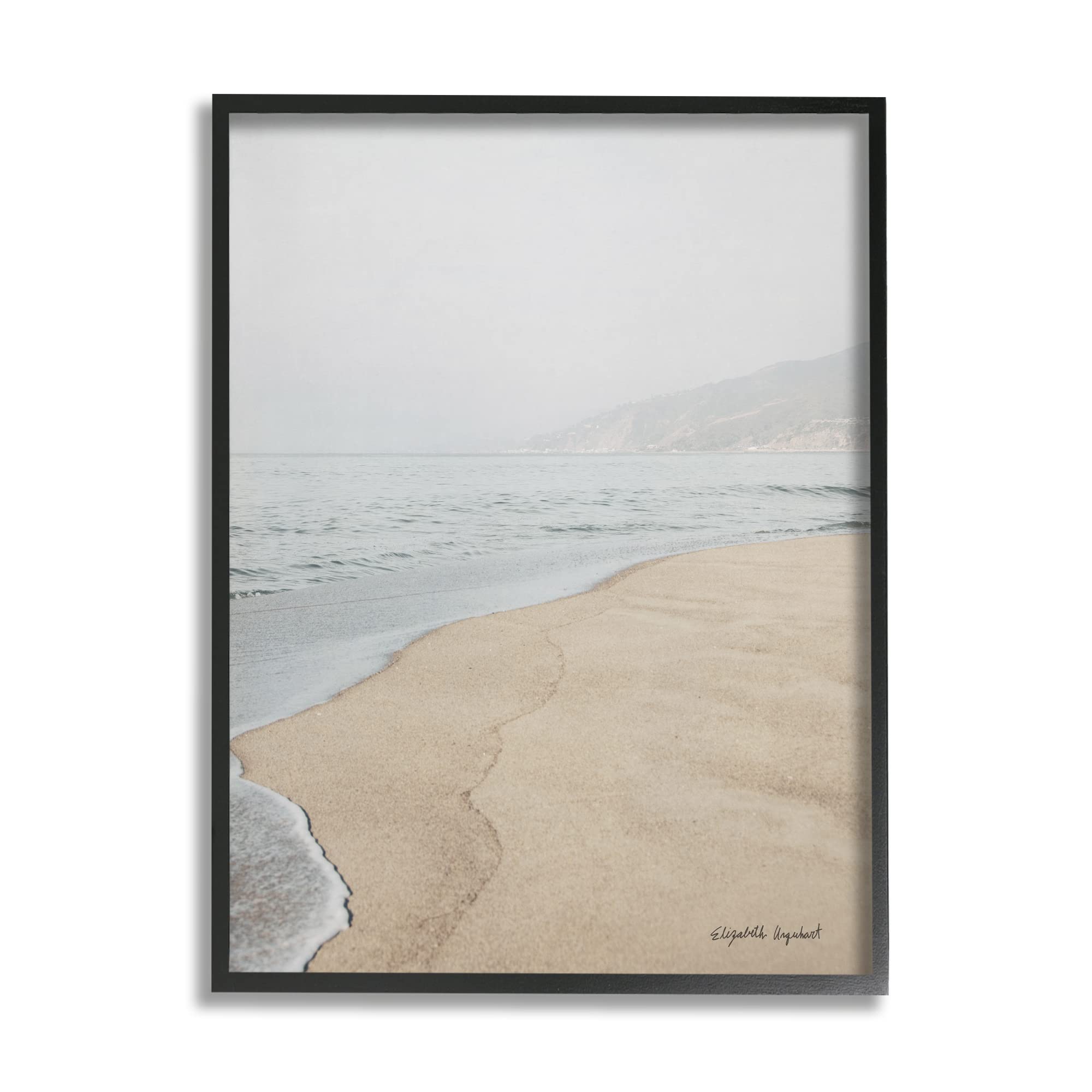 Stupell Industries Foggy Sky Beach Shoreline Landscape Wall Art - Coastal Decor Illustration by Elizabeth Urquhart | Perfect for Living Room, Bedroom & Beach House Decor