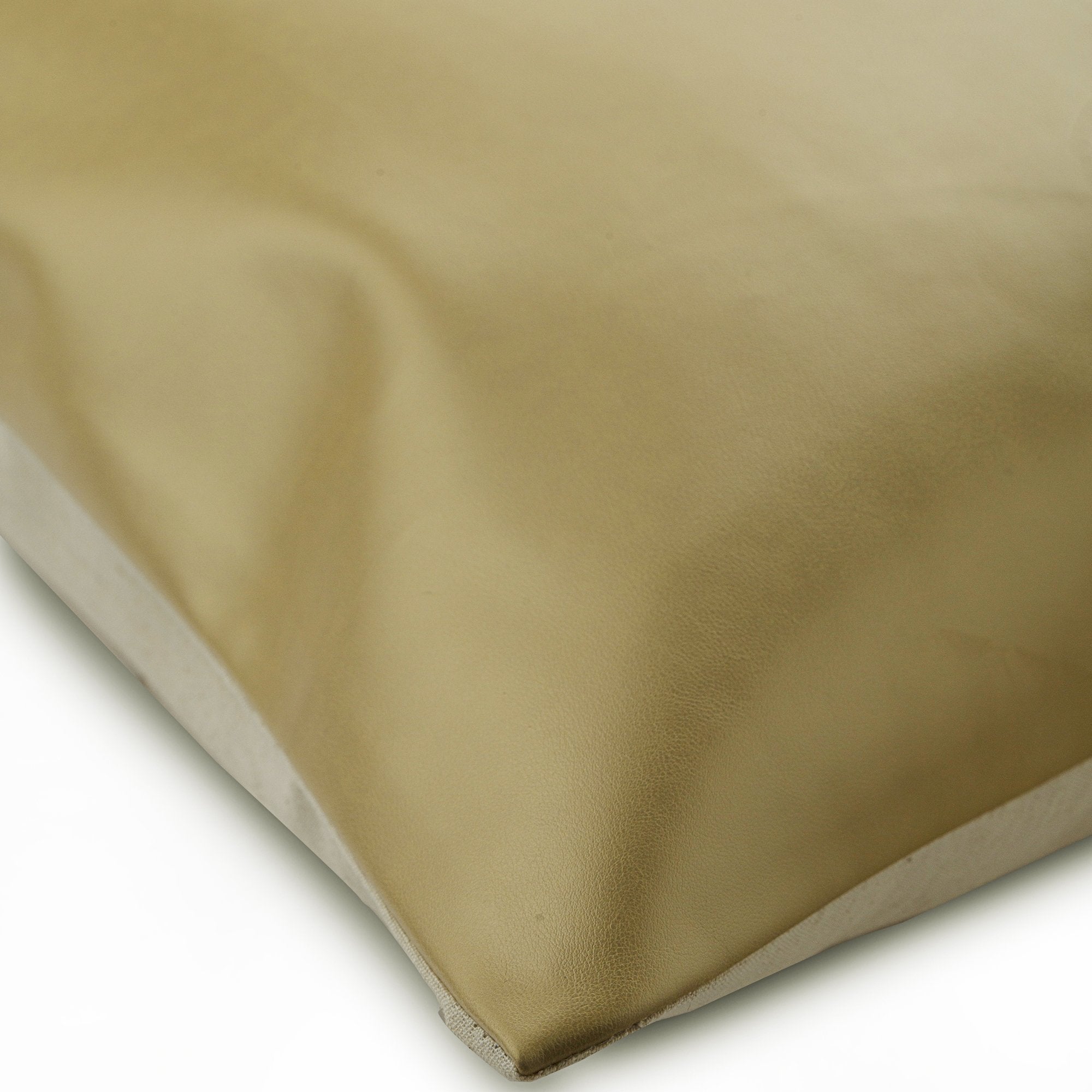 Better Half Matte Gold Faux Leather Decorative Euro Sham Pillow Cover - Luxury Bedroom Decor for Modern Home & Guest Room Styling