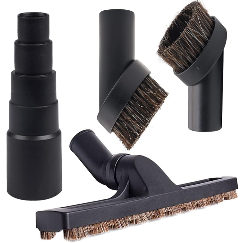 Universal Vacuum Attachments Set - Includes Floor Brush, 2 Horse Hair Attachments & Hose Adapter (Fits 1