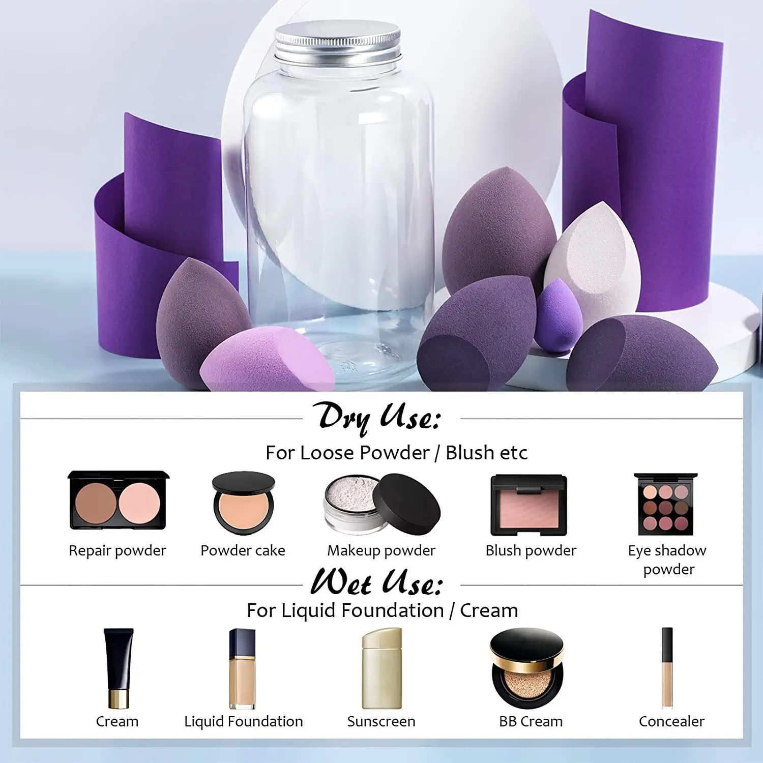 Premium Gonegal Makeup Sponge Set - 4 Large & 3 Mini Blenders with Egg Case | Soft Beauty Blending Sponge for Foundation, Concealer & Powder | Perfect for Professional Makeup & Travel