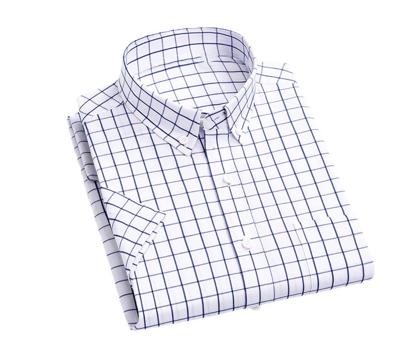 Men's Summer Short Sleeve Plaid Cotton Shirts - Breathable Regular Fit Casual Checkered & Striped Button Down Shirts for Outdoor Activities, Work & Travel