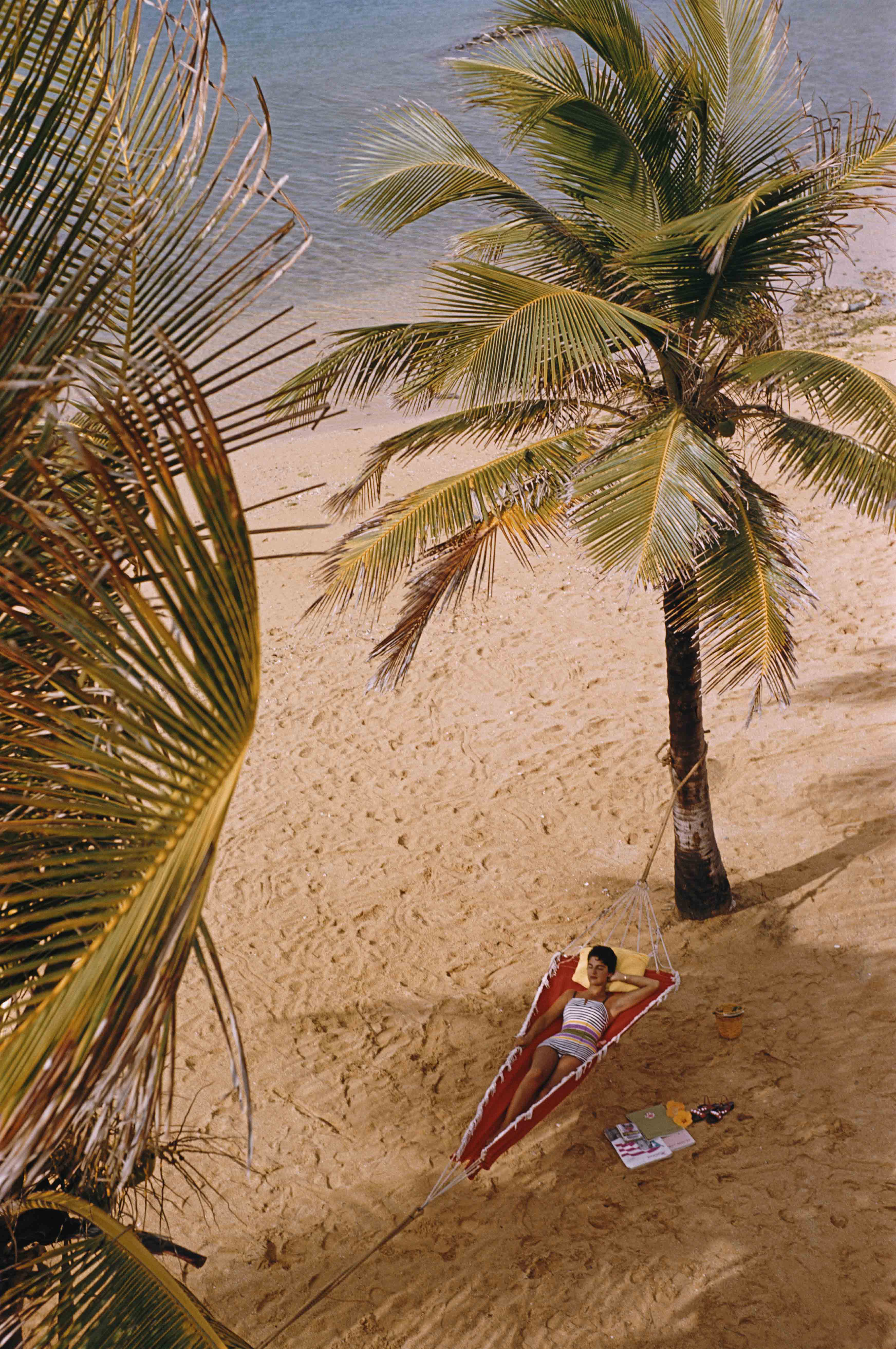 Slim Aarons Caribe Hilton Beach Vintage Photo Print - Mid Century Modern Wall Art for Home & Office Decor - Perfect for Living Room, Bedroom, or Beach House