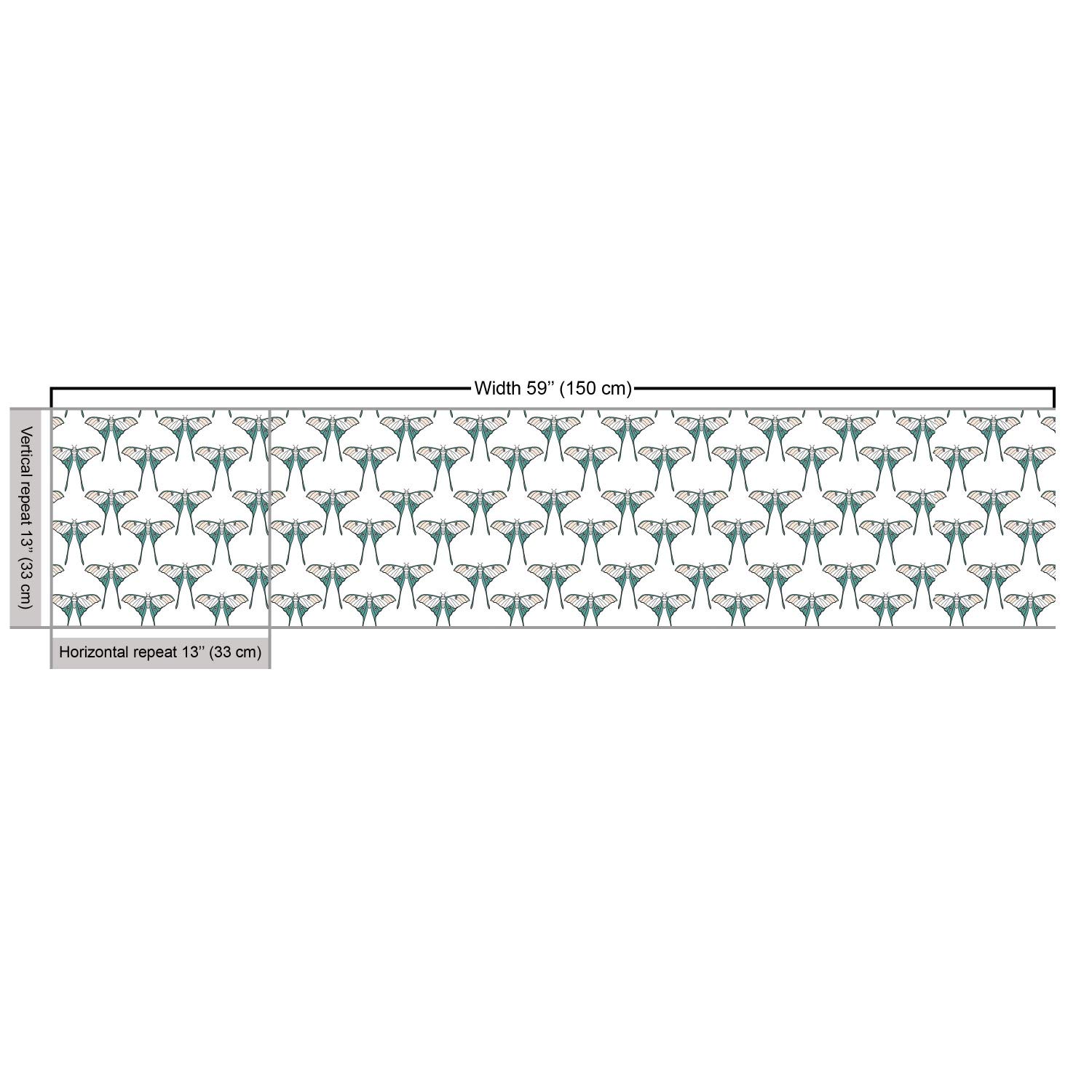 Ambesonne Butterfly Fabric by The Yard - Symmetric Butterfly Silhouette Print Upholstery Fabric for Sofa, Curtains & Home Decor - 10 Yards Cadet Blue Pale Peach - Perfect for DIY Projects, Bedding & Crafting