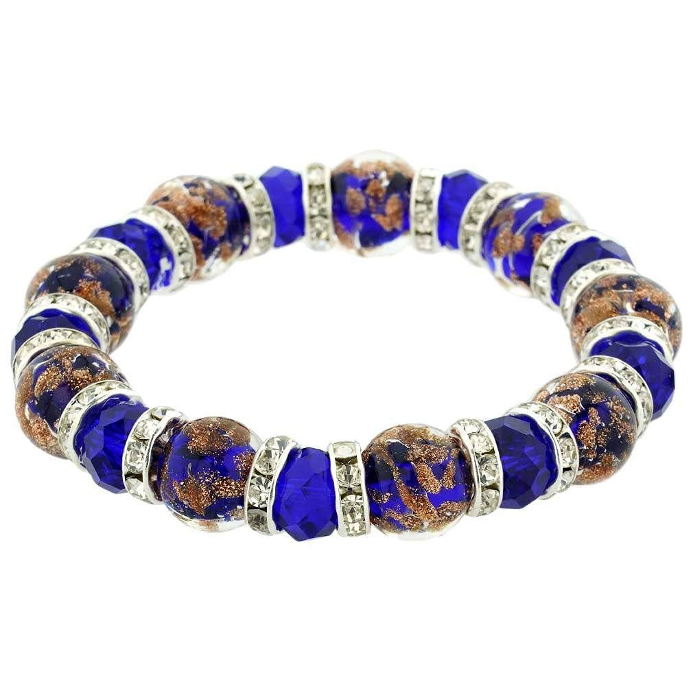 Venetian Murano Glass Symphony Stretch Bracelet - Handmade Italian Blue Glass Jewelry for Women | Perfect for Parties, Weddings & Special Occasions