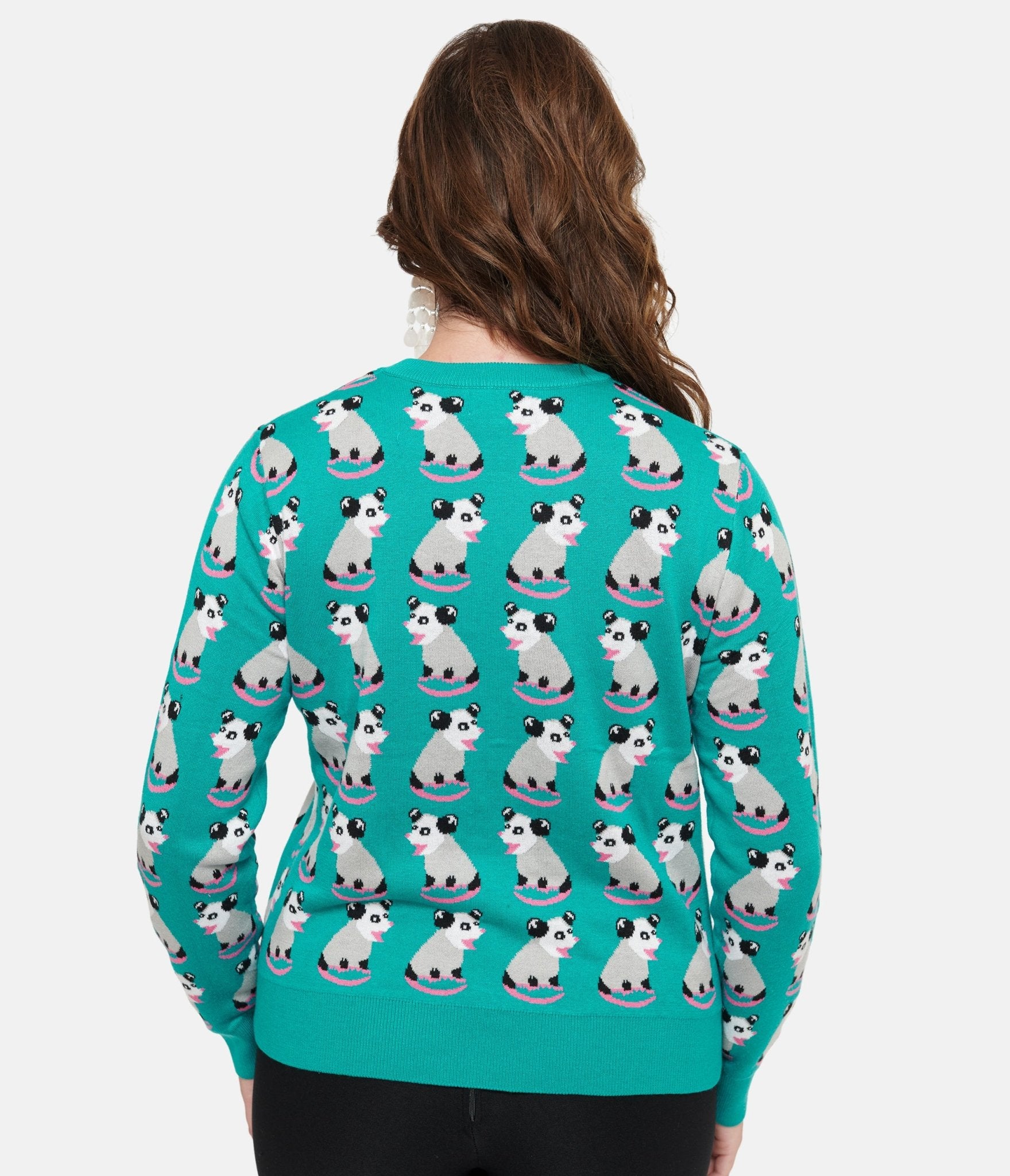 Adorable Teal Opossum Print Knit Sweater - Cute Cartoon Animal Pullover for Women & Men - Perfect for Casual Wear, Christmas Gifts & Animal Lovers