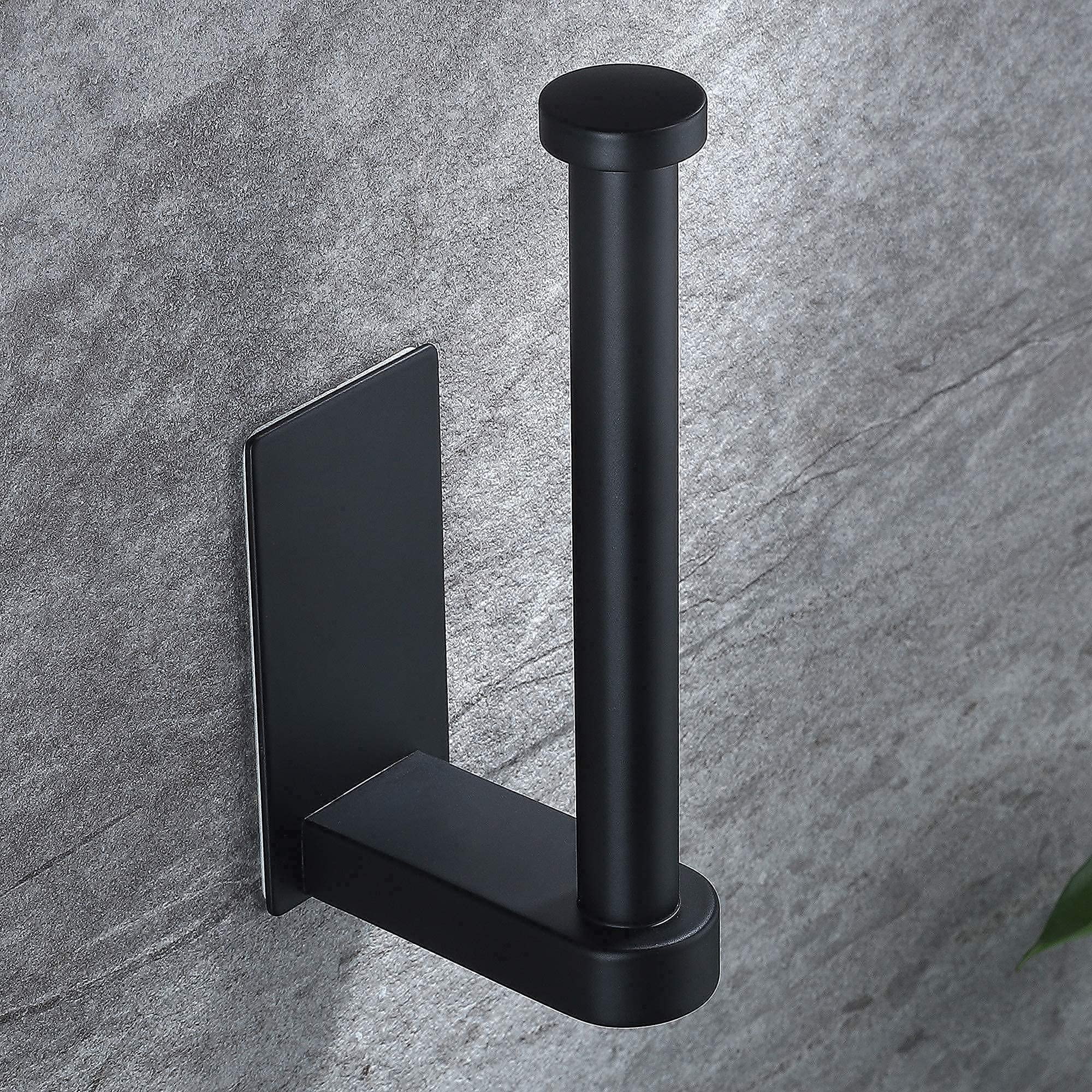 YIGII Self-Adhesive Toilet Paper Holder & Black Paper Towel Holder - Wall Mount, Stick-On for Bathroom & Kitchen - Premium SUS 304 Stainless Steel - Perfect for Small Spaces, Apartments & RVs