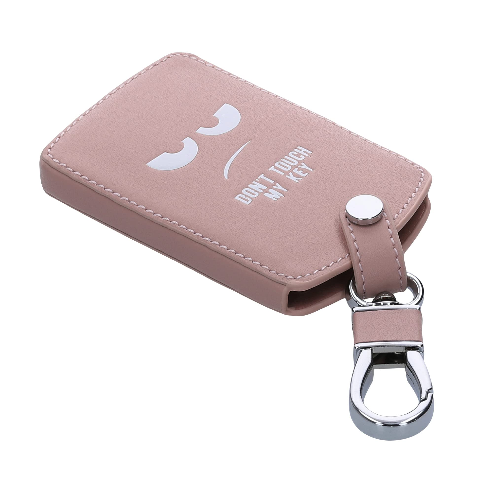 kwmobile Genuine Leather Key Cover for Renault 4-Button Keyless Go Car Key Fob Protector - Premium White & Rose Gold Design | Perfect for Everyday Use, Travel, and Key Protection