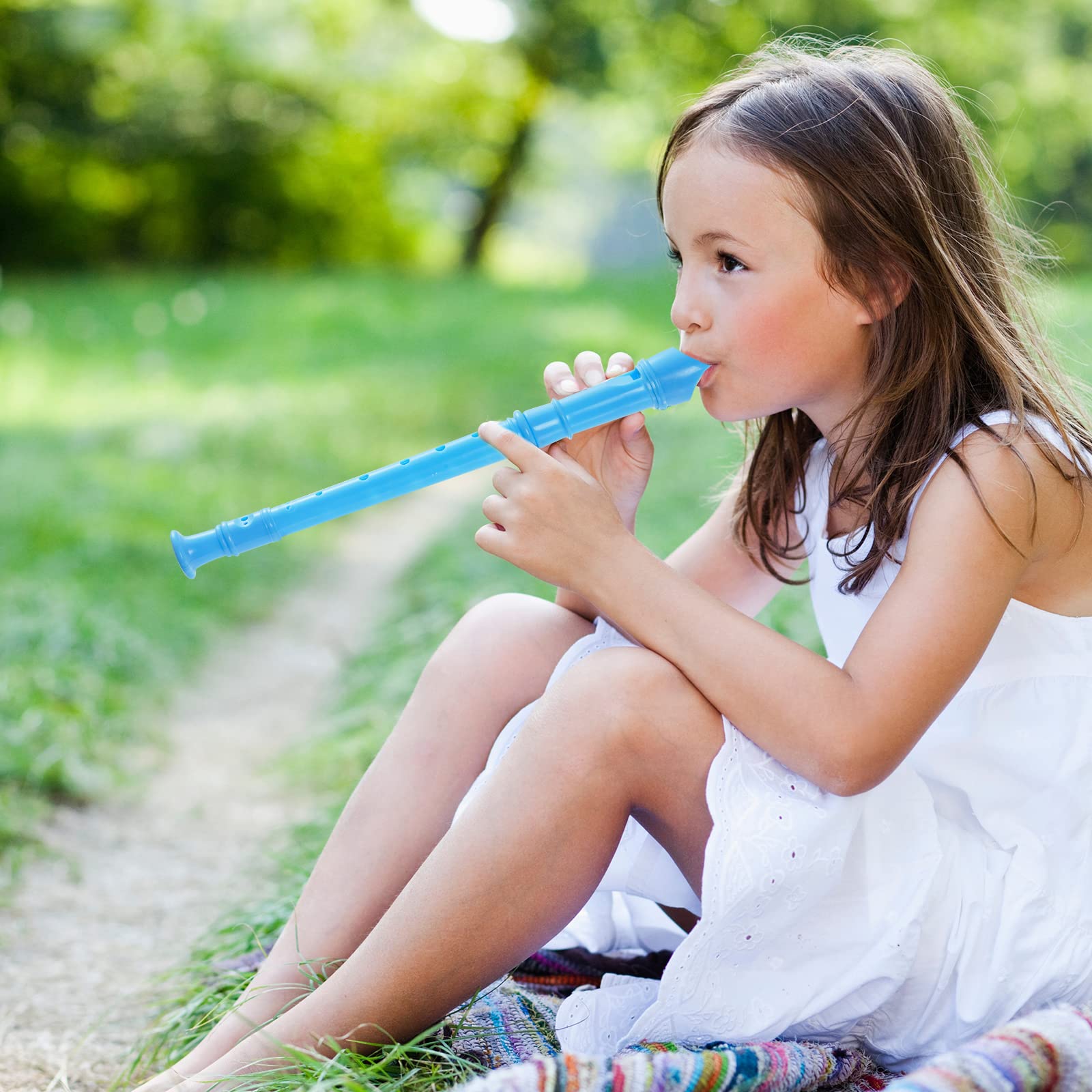 12 Pack German Style 8 Hole Soprano Recorder Flute with Cleaning Rod - Perfect for Beginners, School, Graduation Gifts & Music Class (Blue) - Ideal for Classroom Learning, Band Practice & Music Education