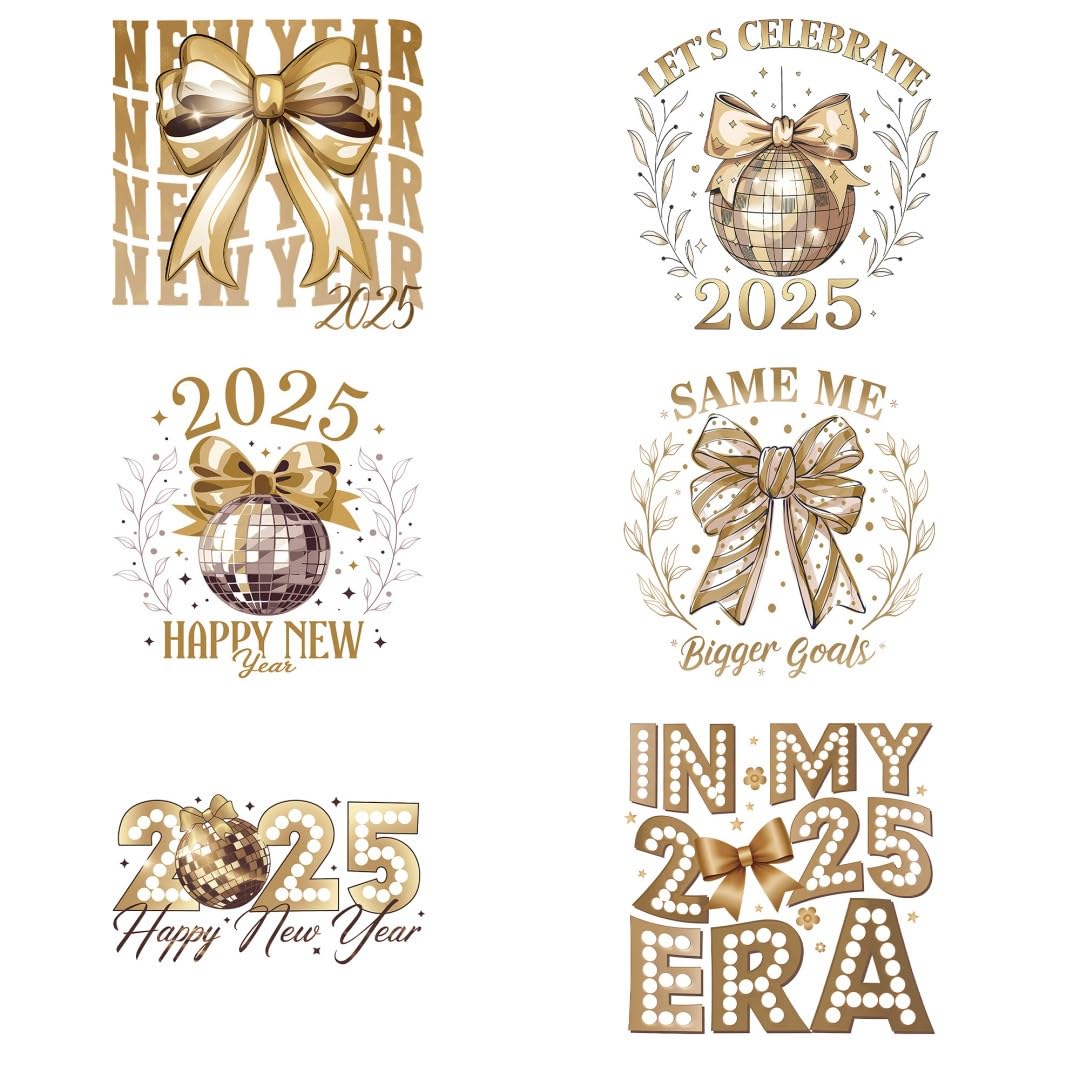 2025 New Year Iron-On Transfer Patch - DIY Heat Transfer Vinyl Stickers for T-Shirts & Clothing - Custom Applique Decoration for DIY Crafts, Gifts & Party Outfits - Perfect for Holiday Celebrations, Family Gatherings & Festive Apparel
