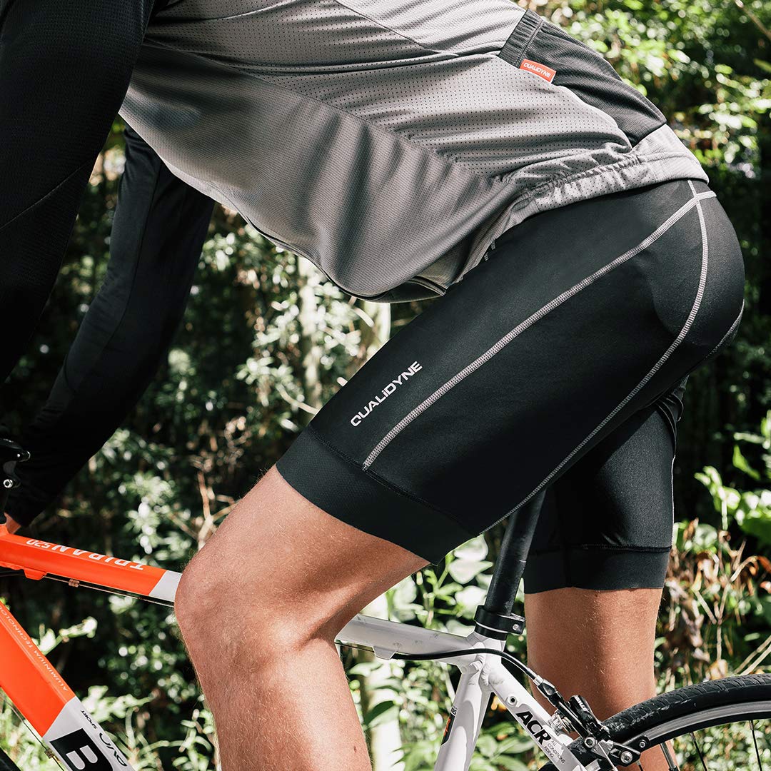 Qualidyne Men's Cycling Shorts with 3D Padded Liner - Breathable Bike Pants for Road & Mountain Biking - Perfect for Long Distance Cycling and Outdoor Sports