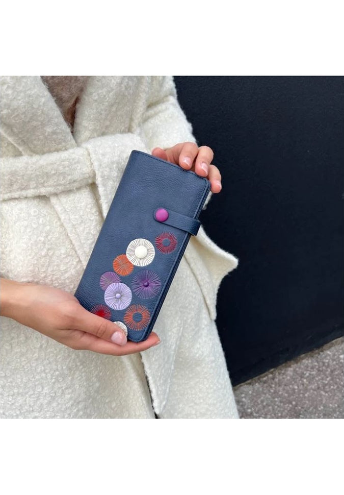 Espe Floret Long Wallet for Women - Slim RFID Blocking Leather Bifold Wallet with Multiple Card Slots - Perfect for Travel, Shopping, and Everyday Use