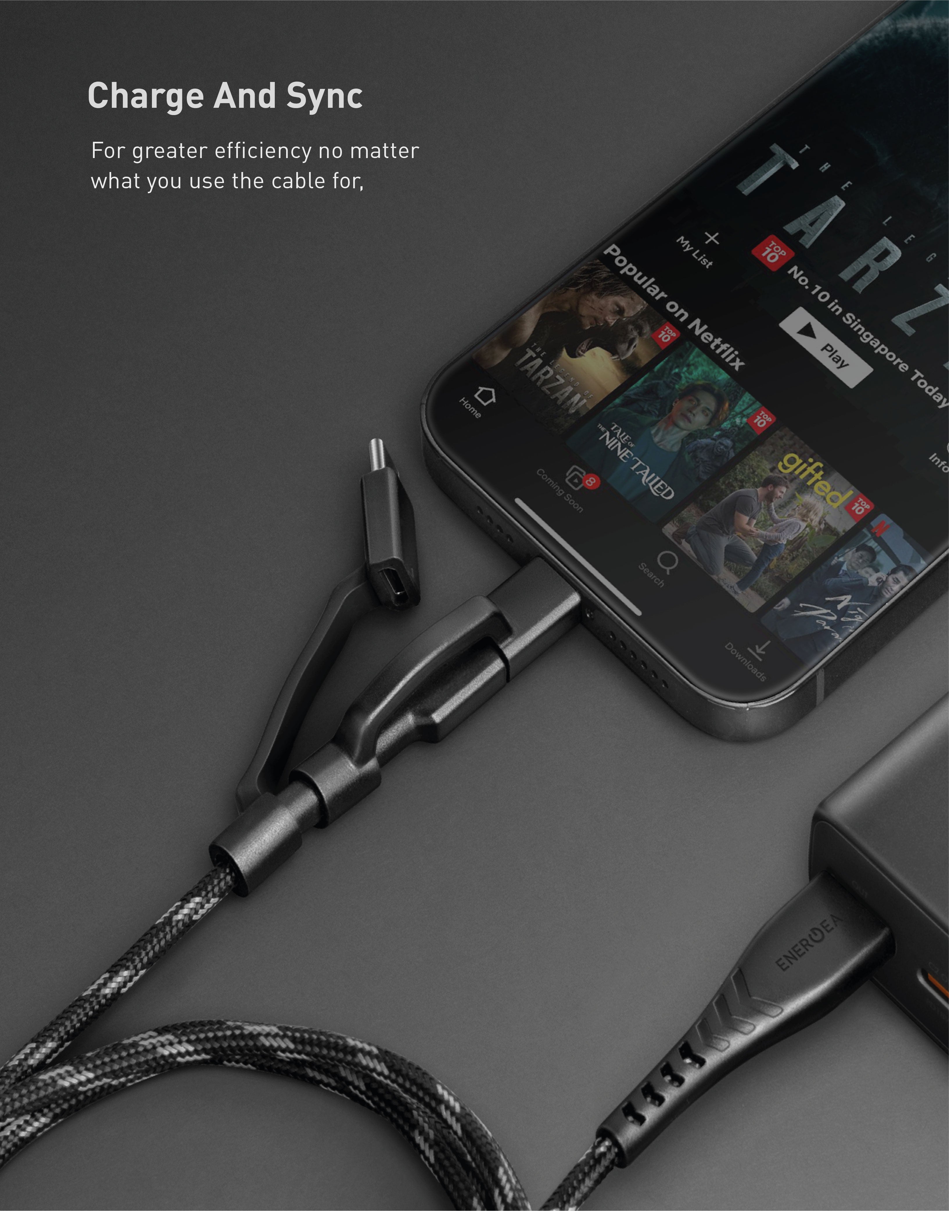 NyloFlex 3-in-1 Fast Charging Cable - 1.5M Lightning/USB-C/Micro USB Compatible with iPhone, Android & More | Perfect for Home, Office & Travel Charging
