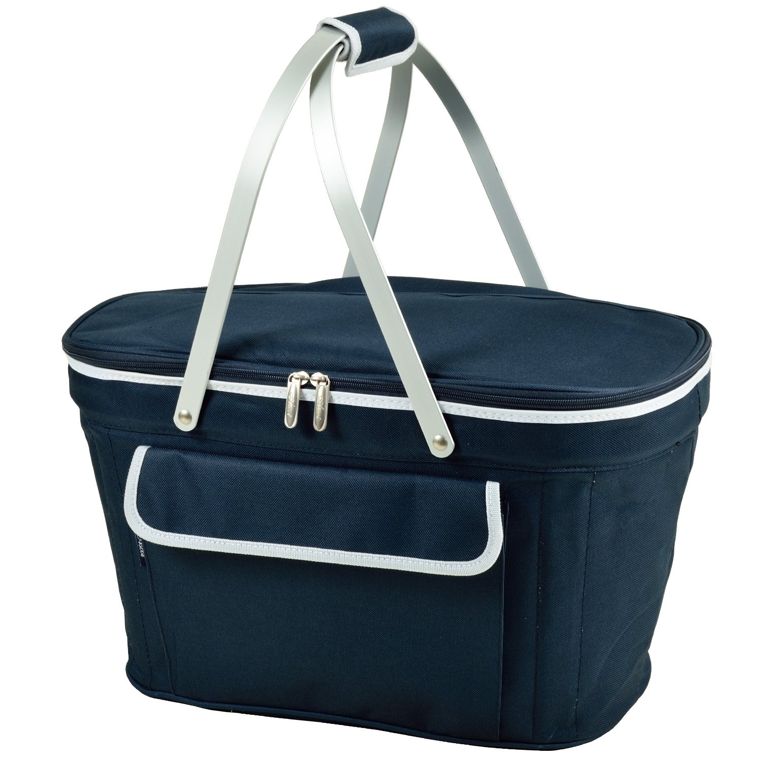 Collapsible Insulated Picnic Cooler Basket - Portable Foldable Thermal Lunch Bag for Beach, Camping & Outdoor Activities (Blue)