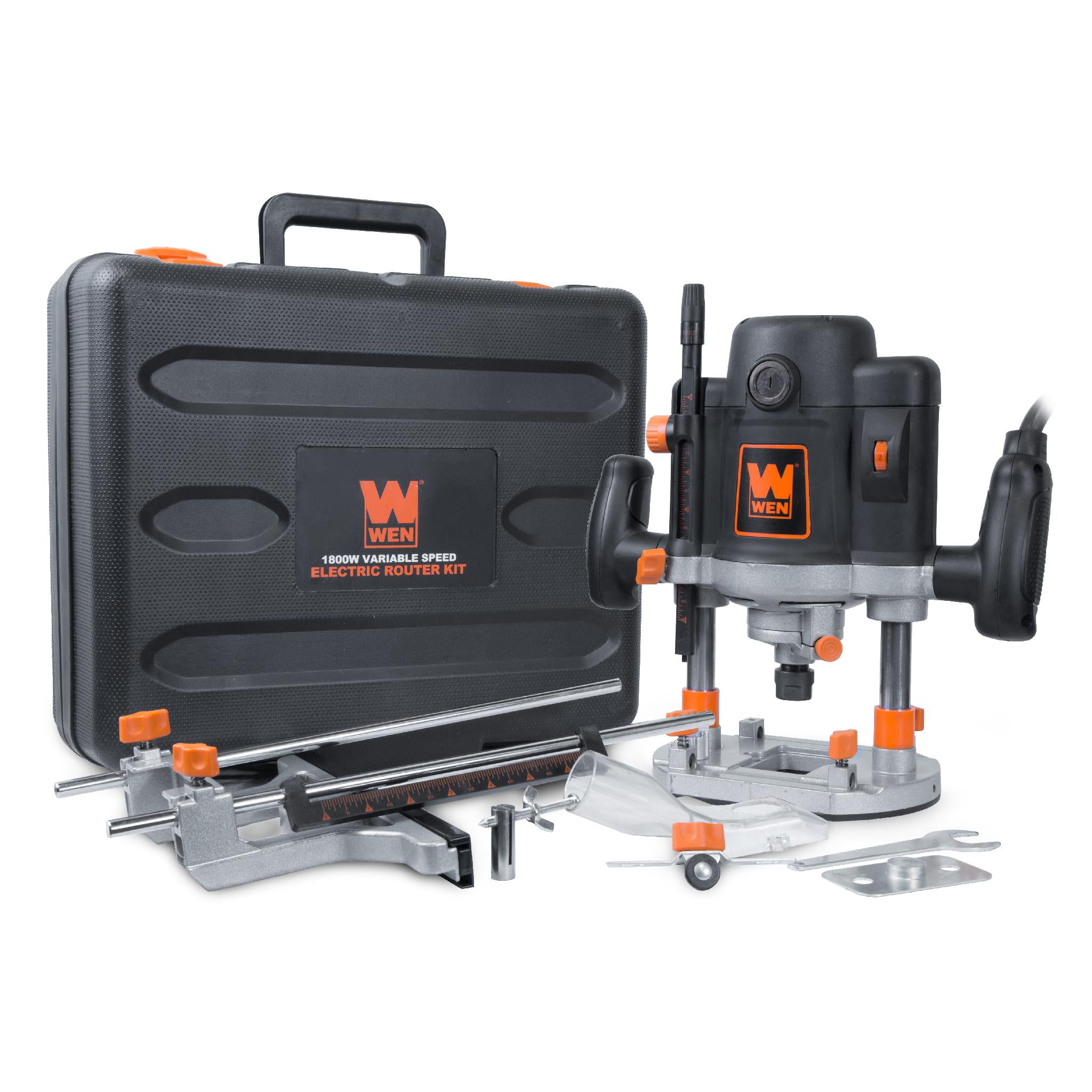 WEN RT6033 15 Amp Variable Speed Plunge Router Kit with Carrying Case & Edge Guide - Professional Woodworking Tool for Cabinet Making, Furniture Building & DIY Projects