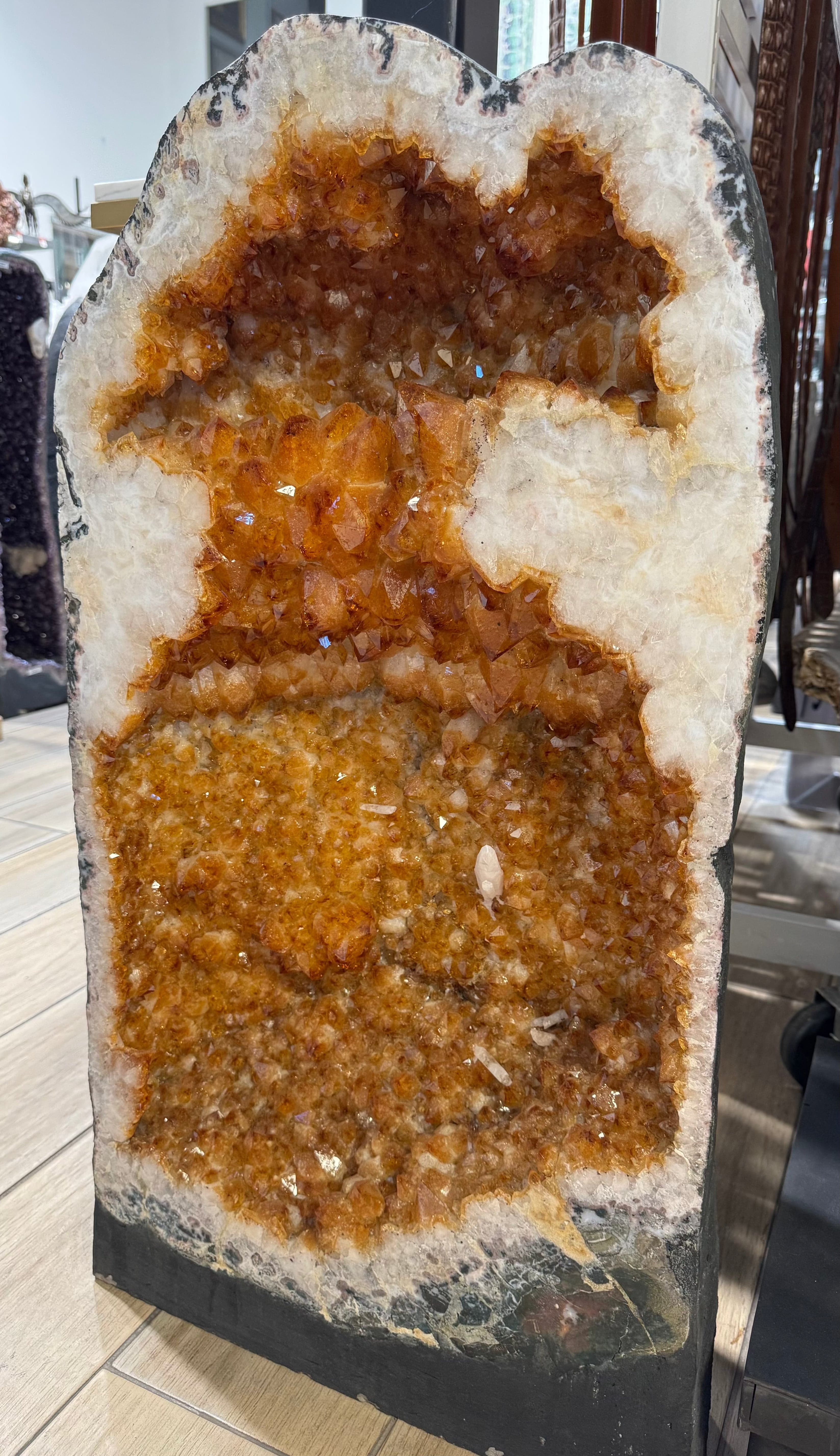 Natural Citrine Geode Cathedral from Brazil - 34 lbs / 238 lbs - Perfect for Home Decor, Crystal Healing & Meditation Space
