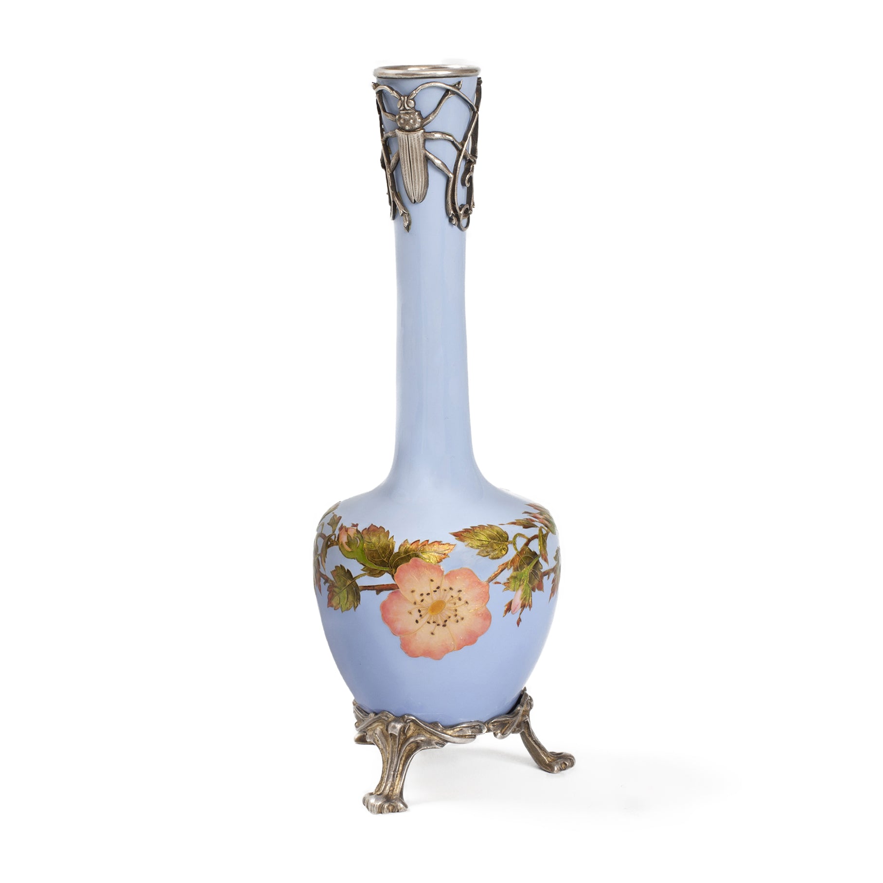 Eugène Feuillâtre Art Nouveau Enamel Silver Vase - Handcrafted Collectible Home Decor for Living Room & Luxury Gifts