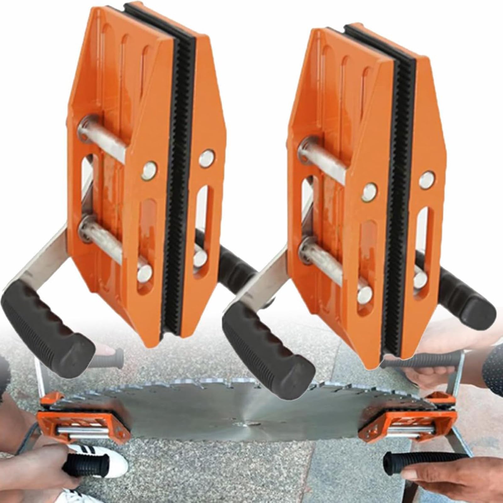 Heavy Duty Stone Lifting Clamps - 2 Pack 5-50mm/5-60mm Double Handed Granite Marble Slab Clamps - Ceramic Plate & Glass Lifting Tool with 150kg Capacity - Perfect for Construction, Masonry & Stone Fabrication Work