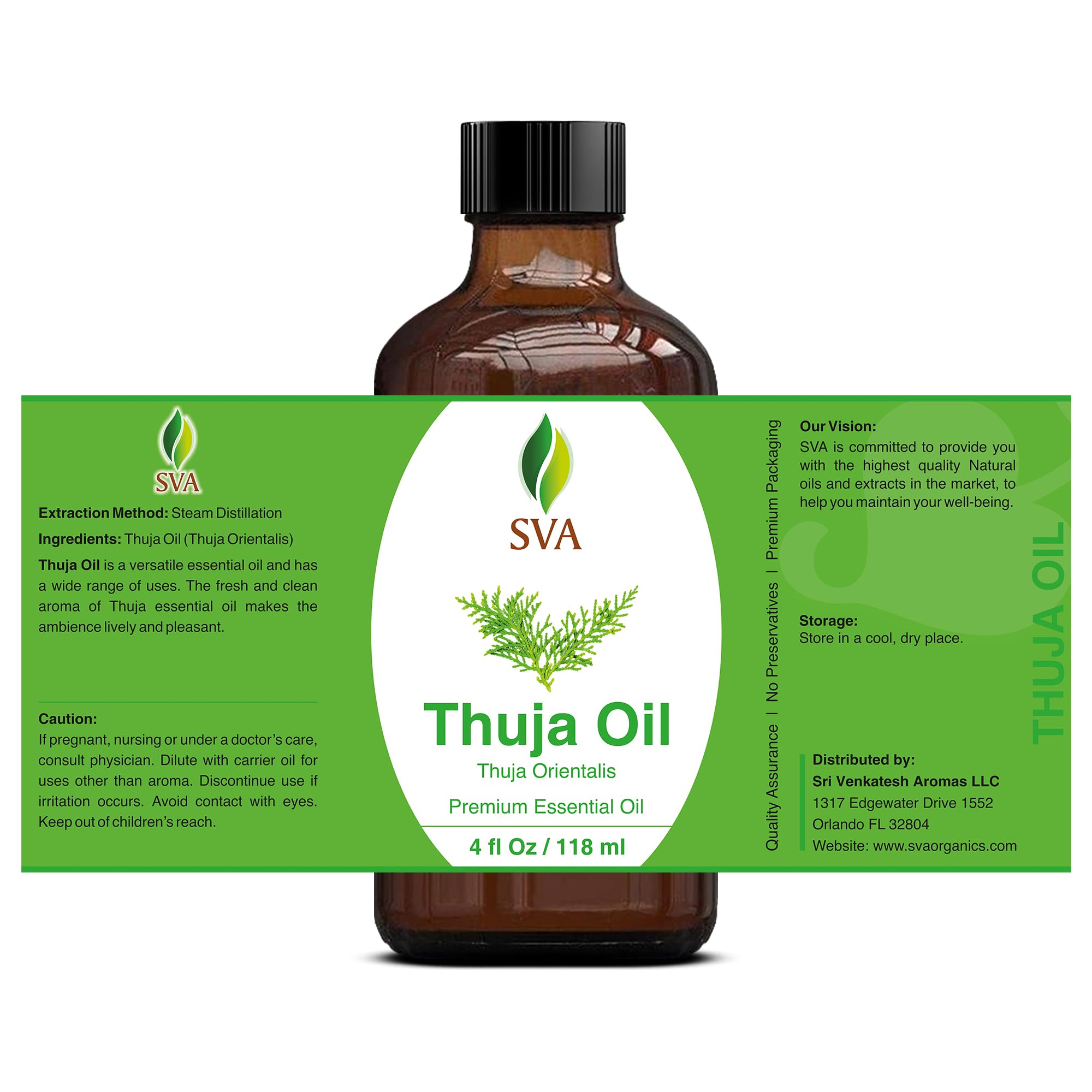 100% Pure Natural Thuja Essential Oil - 4 Fl Oz with Dropper for Aromatherapy, Hair & Skin Care, Massage, Soap & Candle Making | Perfect for Diffusers, Scalp Treatment & Relaxation at Home Spa
