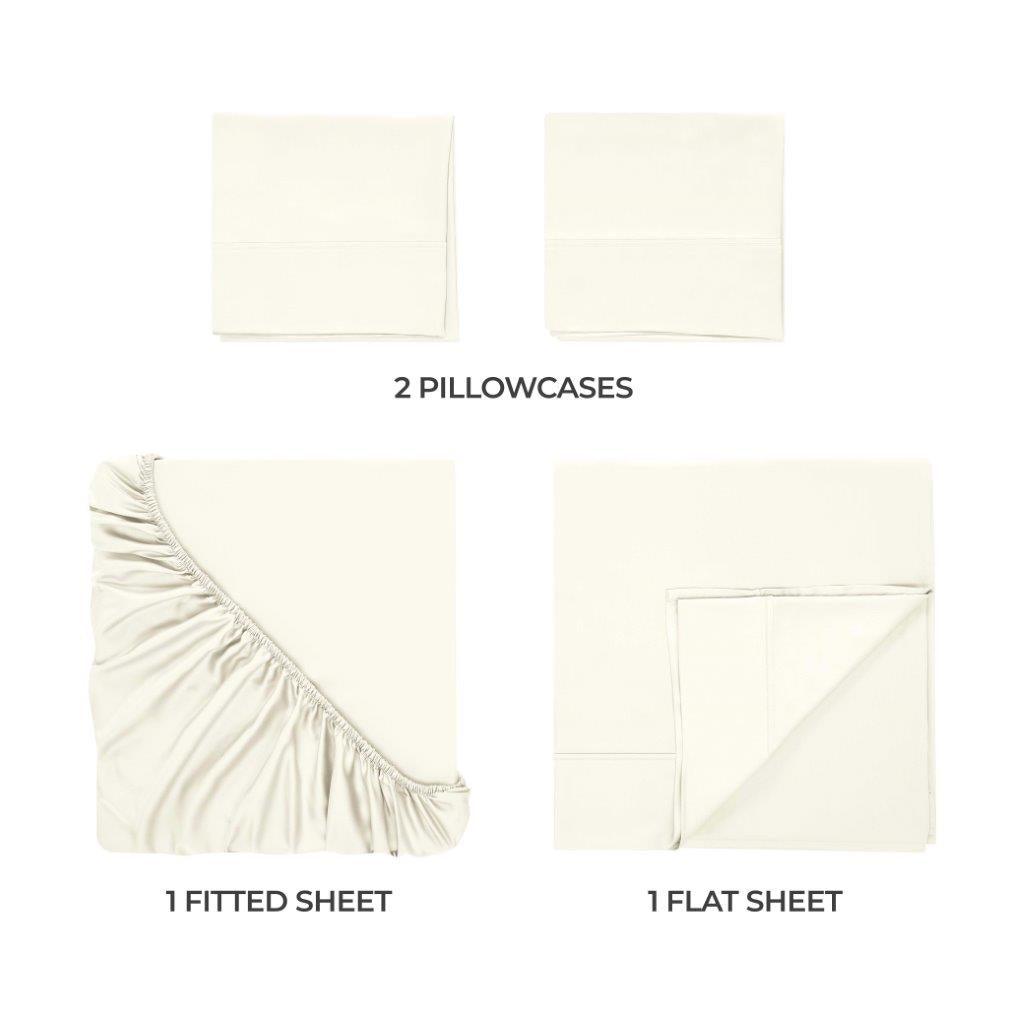 300 Thread Count Modal From Beechwood Extra Deep Pocket Sheet Set - Ultra Soft & Breathable Bedding for Queen/King Size Mattresses - Perfect for Luxury Hotels, Guest Rooms & Master Bedrooms