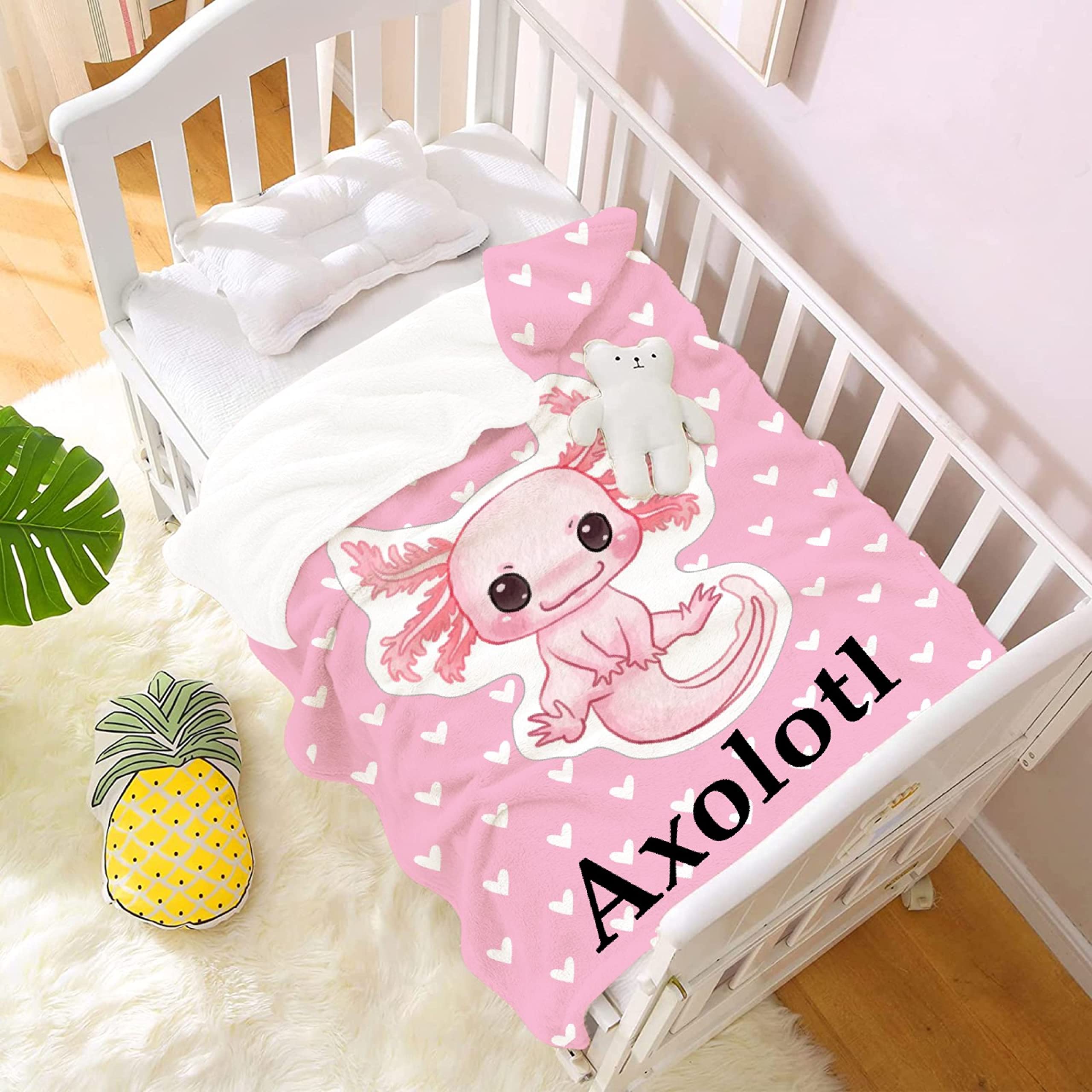 Soft Axolotl Blanket Throw - Mexican Salamander Flannel Fleece Blanket for Adults & Teens - Lightweight Cozy Animal Blanket for Sofa, Bed, Couch & Travel - Perfect Gift for Axolotl Lovers - 60