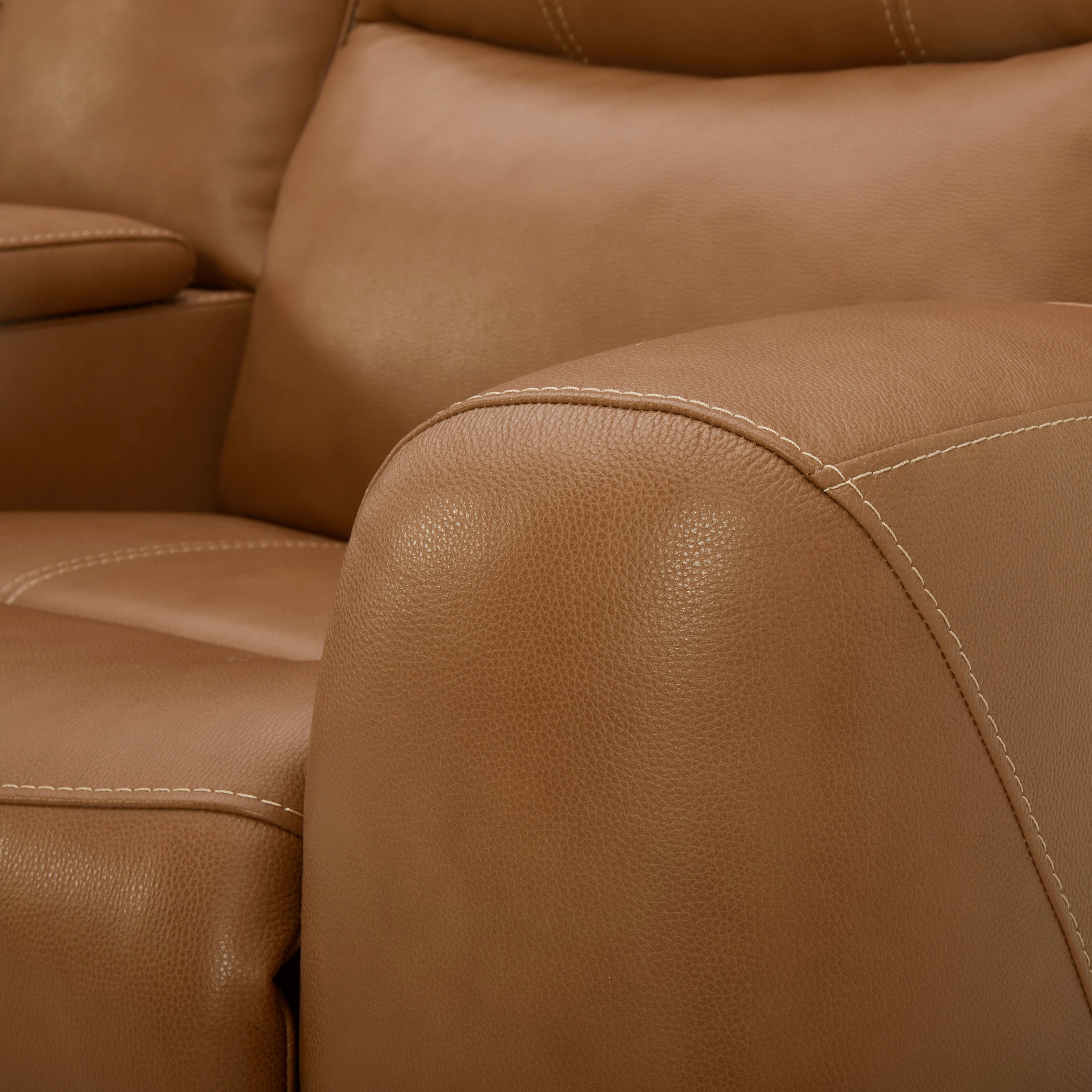 Roundhill Furniture Cozura Genuine Leather Power Reclining Loveseat with Console - Dual Motor, USB Charging & Cup Holders - Perfect for Living Room, Home Theater & Family Gatherings