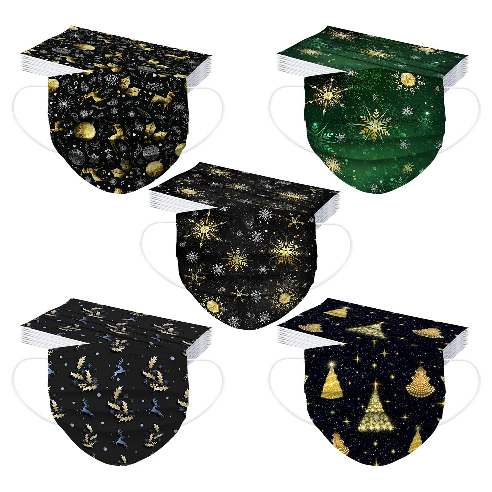 50 Pack Christmas Disposable Face Masks for Adults - Holiday Themed Protective Paper Masks with Festive Designs | Perfect for Christmas Parties, Family Gatherings & New Year Celebrations