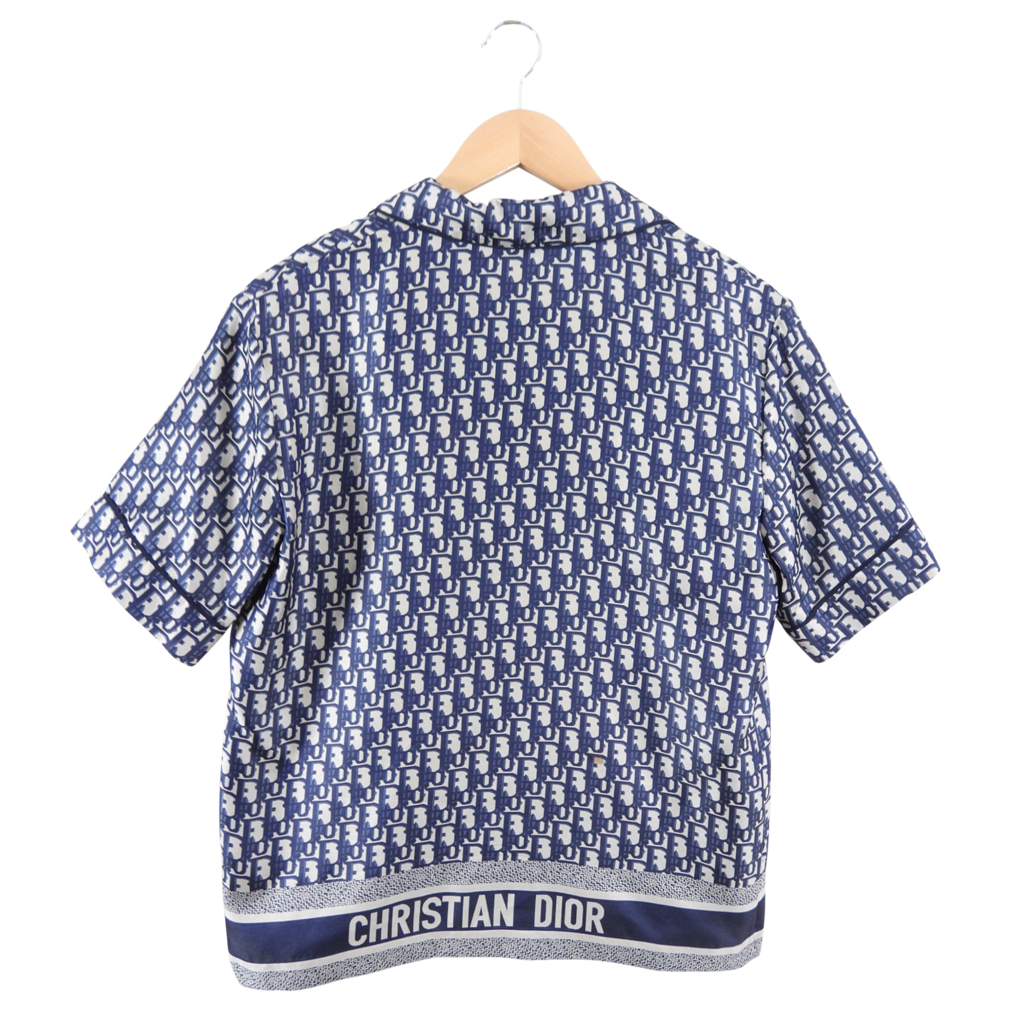 Christian Dior Navy Oblique Silk Button Down Shirt for Women - Size FR34 (XS/S) | Luxury Designer Blouse for Office, Party & Special Occasions