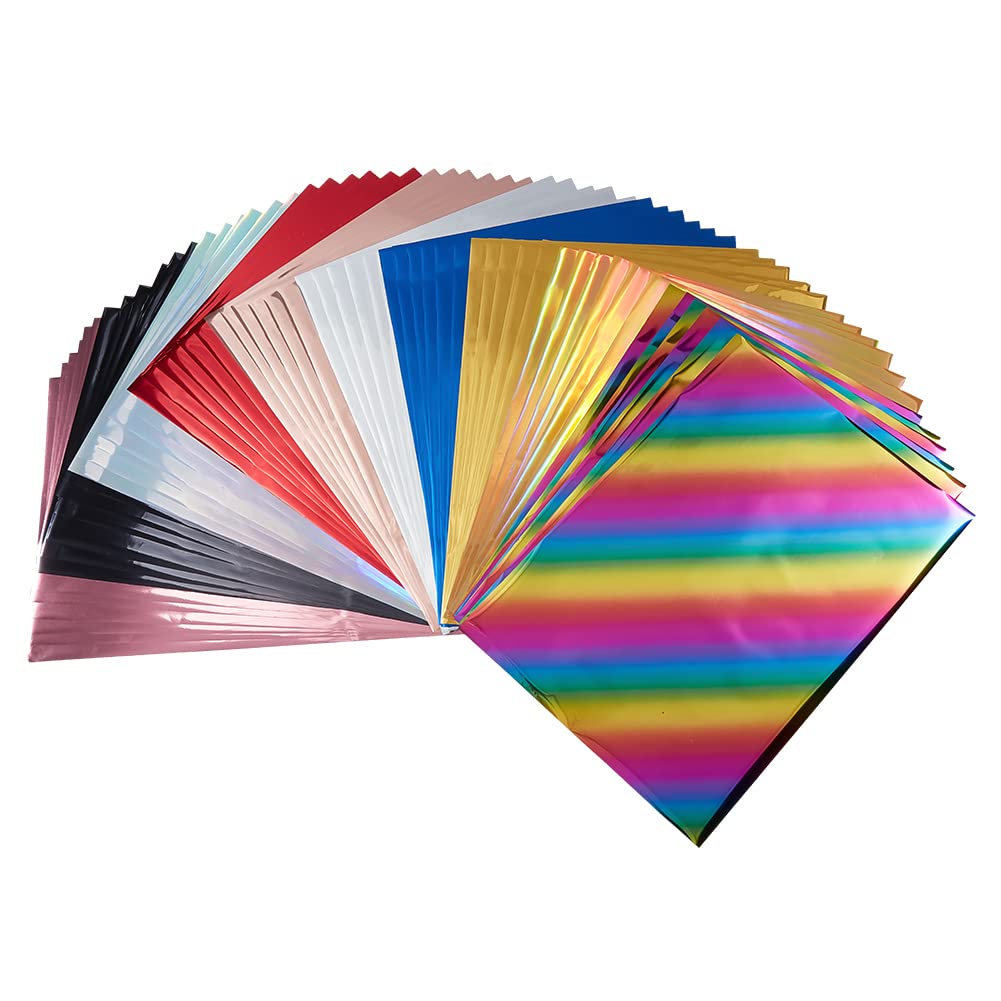 SUPERFINDINGS 60 Sheets Toner Reactive Foil Paper - 10 Vibrant Colors, A4 Size (11.4x7.3 Inch) for Laser Printers & Laminators - Perfect for DIY Crafts, Card Making, Scrapbooking, and Embossing Projects - Metallic Foil Transfer Sheets for Stunning Home Decor & Gift Wrapping