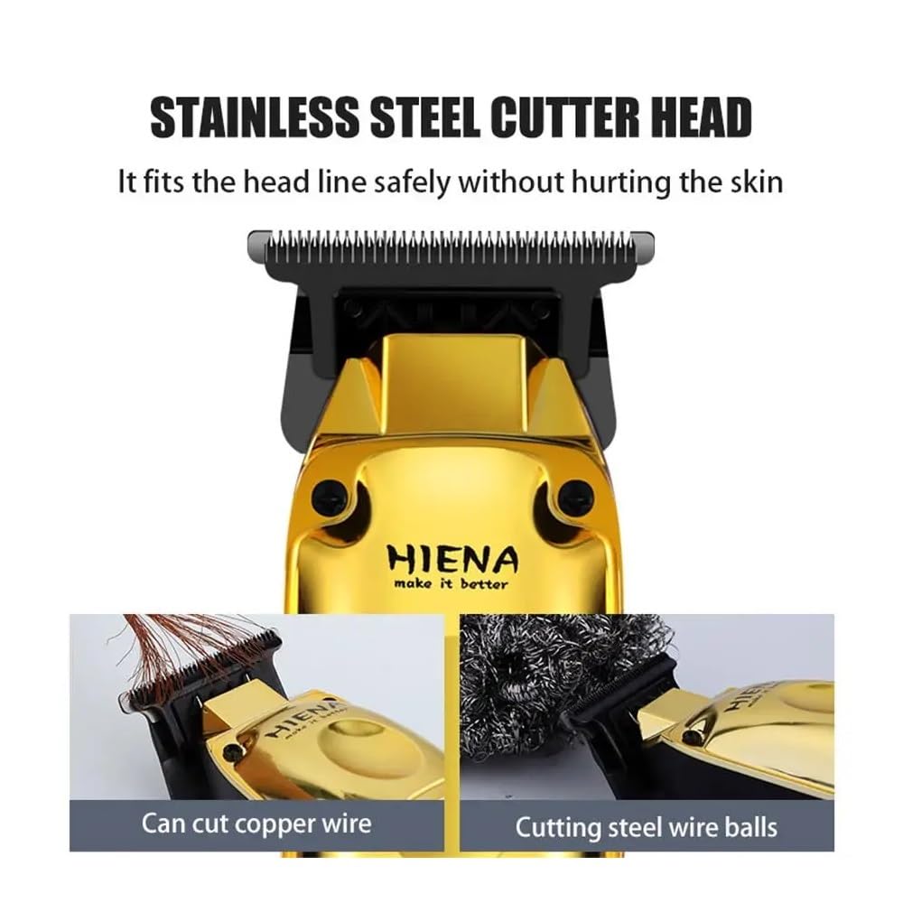 HIENA Professional Cordless Electric Hair Clipper for Men - USB Rechargeable with LED Display, Portable Hair Trimmer for Home & Travel Use (Rose Gold) - Perfect for DIY Haircuts, Beard Trimming & Grooming
