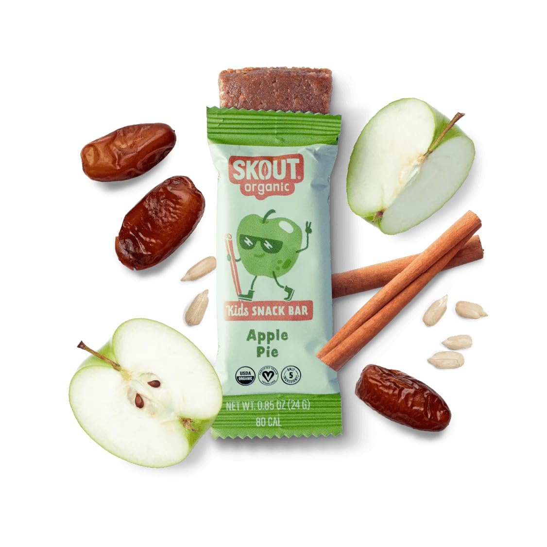 Organic Apple Pie Kids Snack Bars (18 Pack) - Healthy Vegan & Paleo School Snacks | No Refined Sugar, Gluten, Dairy, Grain & Peanut Free | Perfect for Lunch Boxes, After-School Treats & On-the-Go Snacking