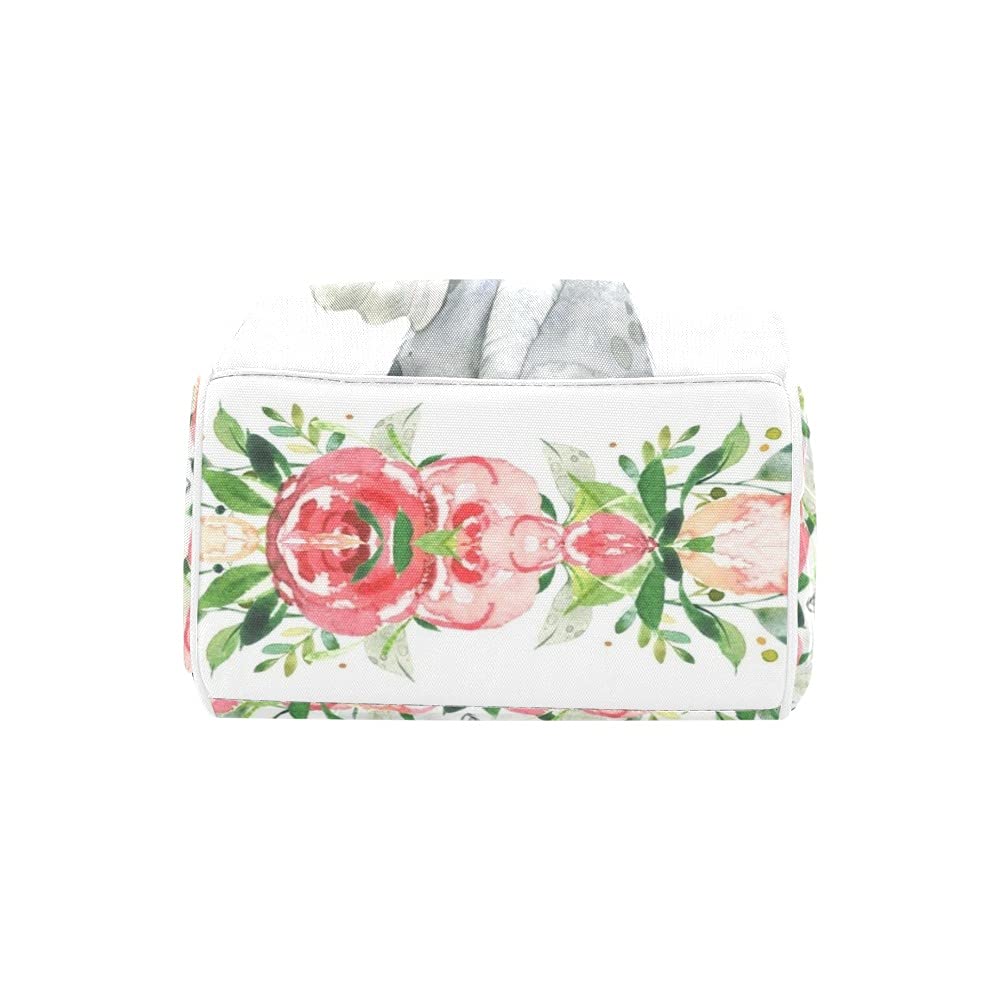 **Personalized Watercolor Floral Elephant Diaper Backpack - Nursing Nappy Bag for Travel, Baby Essentials & Gifts - Perfect for Moms On-The-Go**