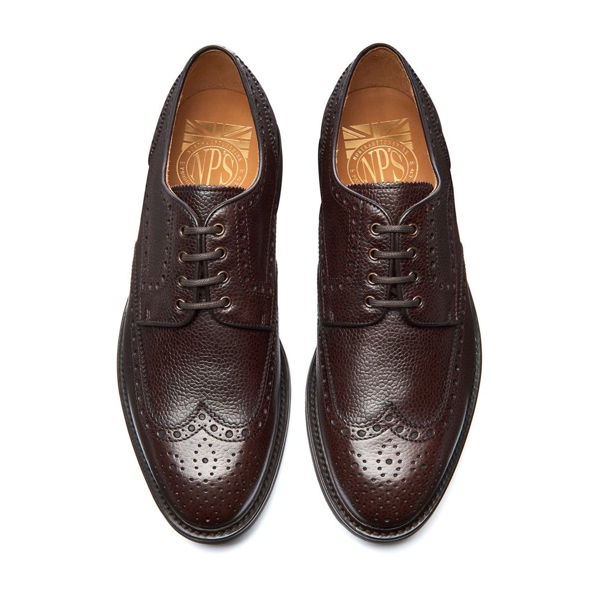 Walnut Brown Grain Calf Leather 4-Eye Gibson Brogue Dress Shoes for Men - Classic Oxford Style for Business, Weddings & Formal Occasions