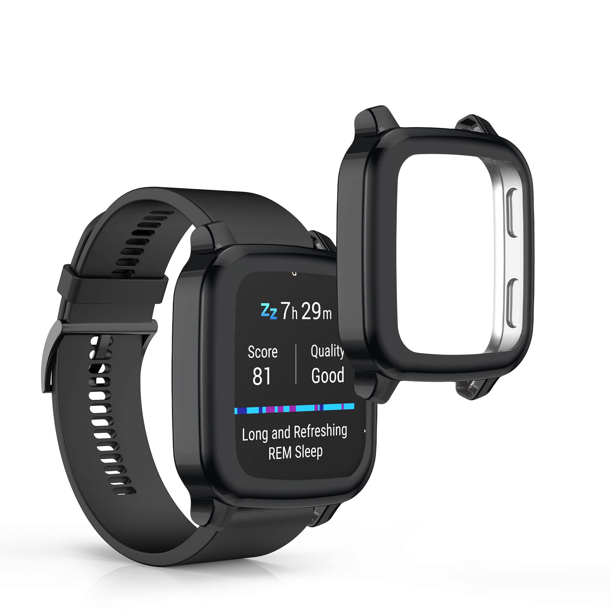 Garmin Venu Sq 2 Case - 2X TPU Silicone Cover for Fitness & Music - Black | Workout Protection