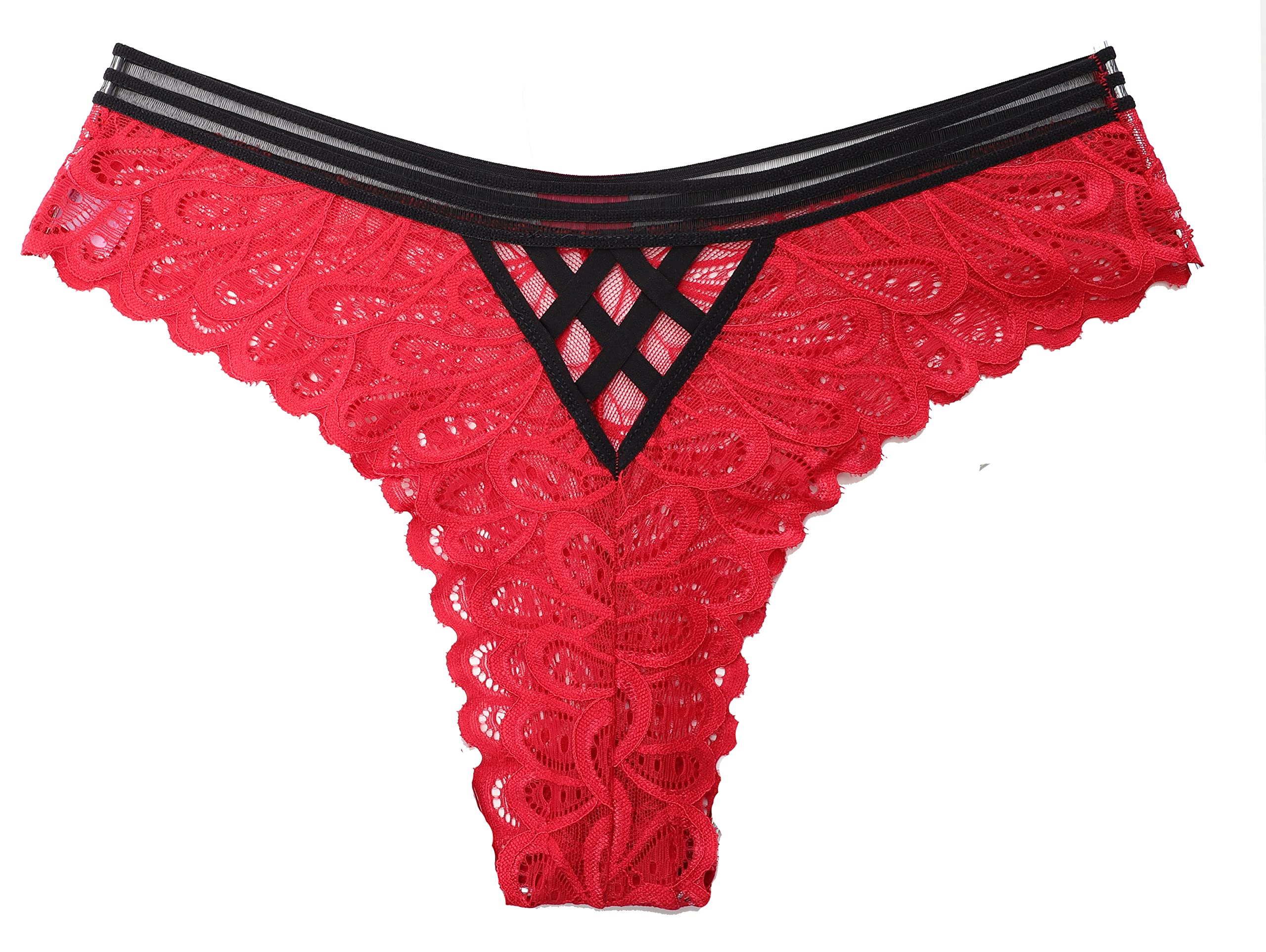 Sofishie Crisscross V-Back Floral Lace Panties for Women - Sexy Comfortable Underwear for Date Night & Special Occasions