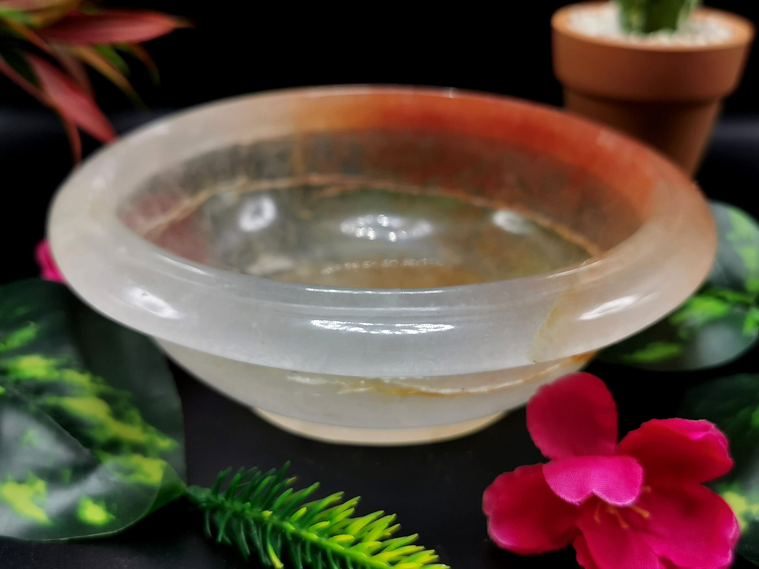 Hand Carved Red Quartz Decorative Bowl - 6 Inch Elegant Serving Dish (340g/0.75lb) - Perfect for Home Decor, Gift Giving & Table Centerpieces