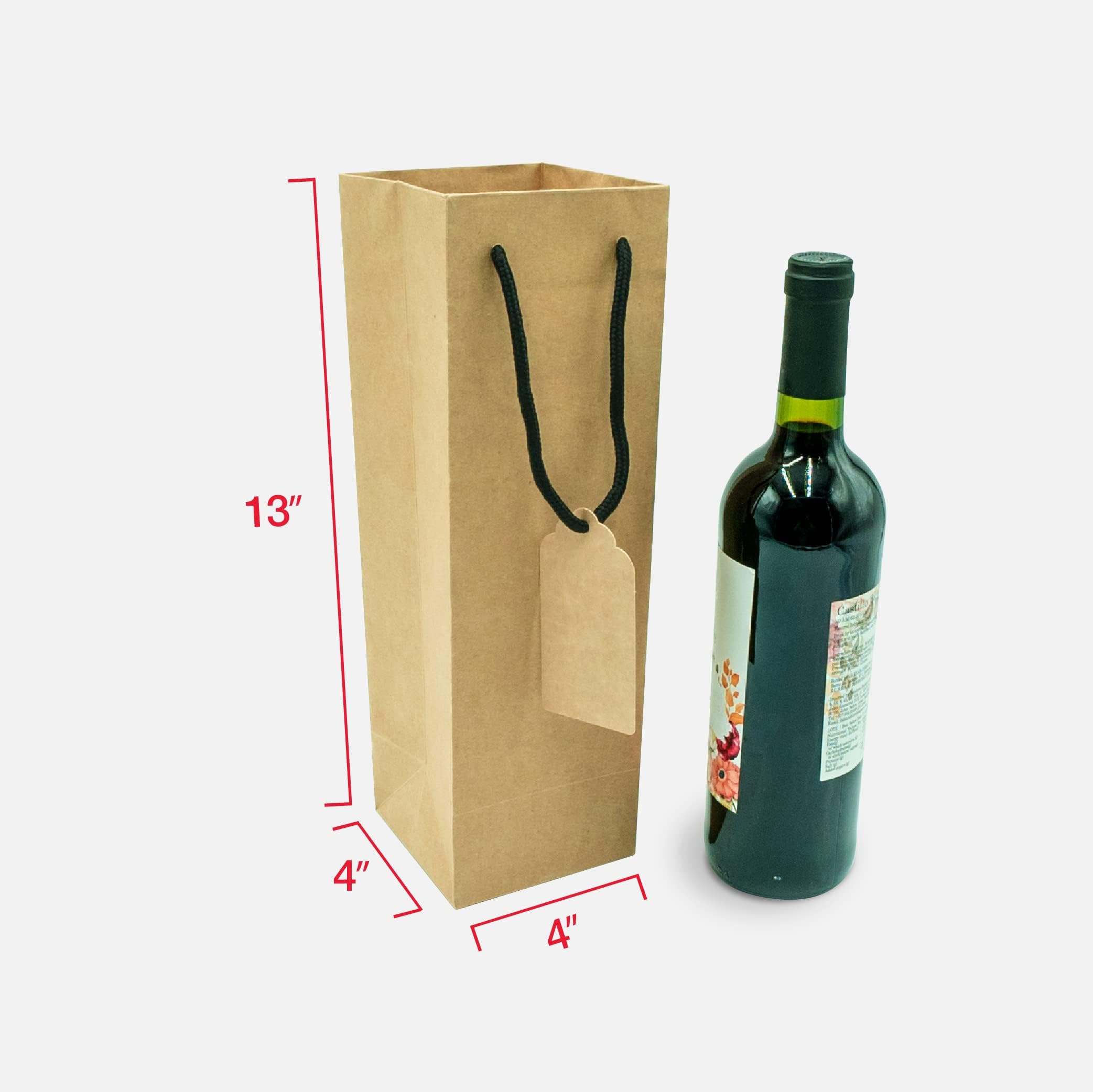 TOHOKU PRIME 24-Pack Kraft Wine Gift Bags 4x4x13 Inch - Eco-Friendly Wine Bottle Bags & Tumbler Gift Bags Bulk for Parties, Weddings & Corporate Gifts