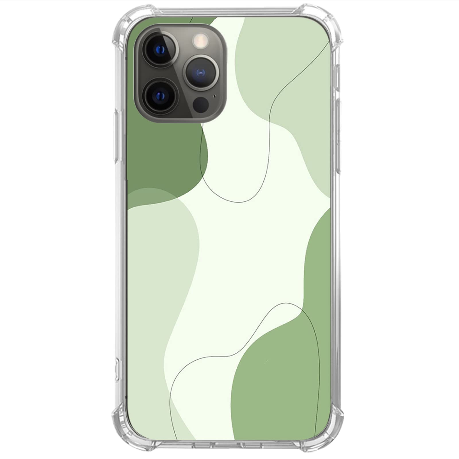 **Sage Green Abstract Line Art Phone Case for iPhone 12 Pro Max - Minimalist TPU Bumper Cover with Trendy Unique Design - Perfect for Daily Use, Travel & Gift Giving**
