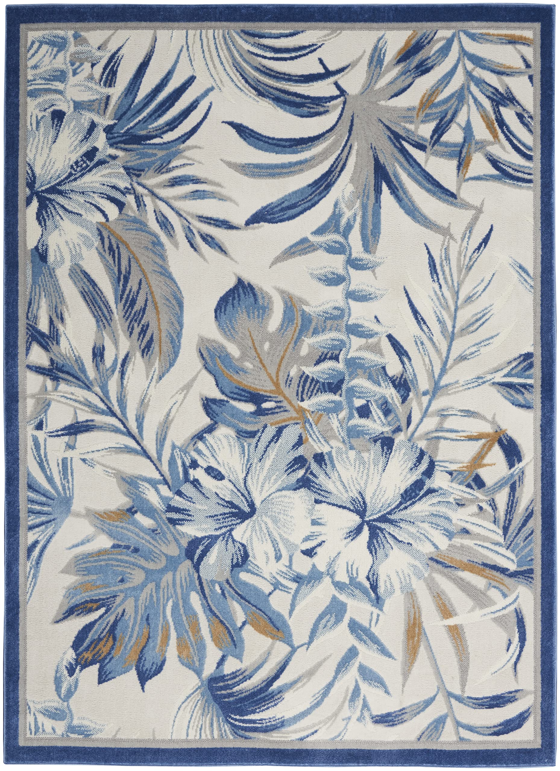 Nourison Seaside Modern Tropical Ivory Blue 5'3