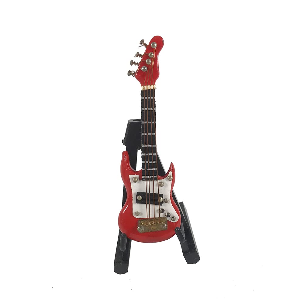 ALANO Mini Electric Guitar Ornament - 7cm Miniature Bass Guitar Model for Home Decor, Music Lover Gifts & Christmas Tree Decorations
