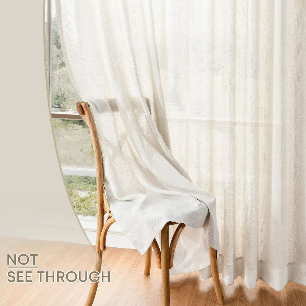 Luxury Beige & White Sheer Curtains - Lightweight Airy Custom Window Drapes with Soft Top Back Tab | Perfect for Living Room, Bedroom & Nursery Decor