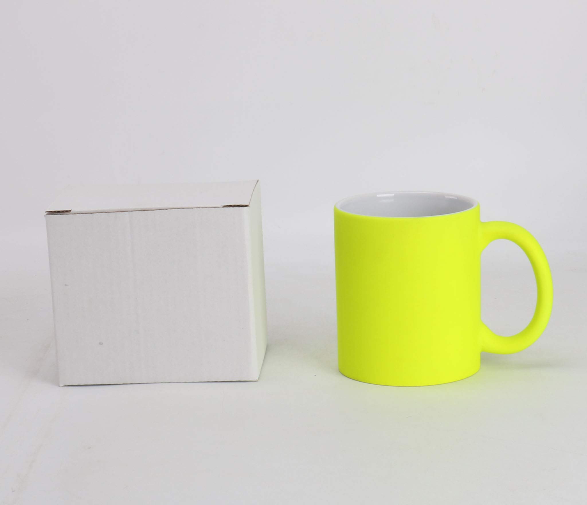 11oz Ceramic Sublimation Coffee Mug with White Mailer Box - 36 Pack in Fluorescent Yellow - Perfect for Custom Gifts, Promotions & Home Use