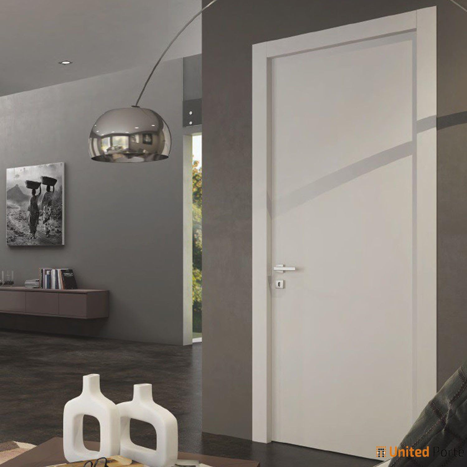 SARTODOORS 24x84 Inch White Solid Wood Closet Door with Planum 0010 White Silk Finish & Satin Nickel Frame Trims - Perfect for Bedroom, Walk-in Closet, and Home Organization
