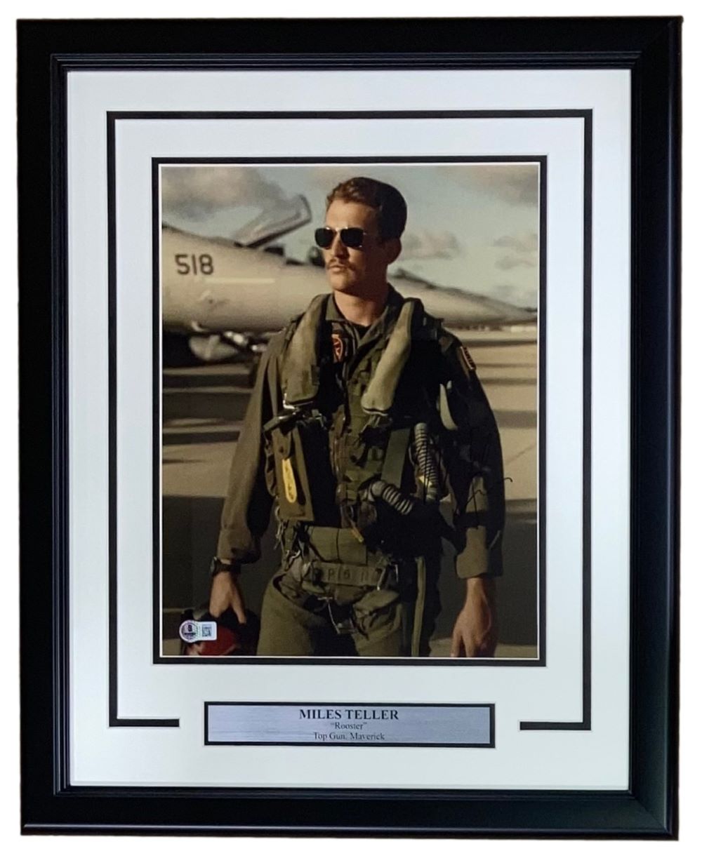 Authentic Miles Teller Signed Framed 11x14 Top Gun Maverick Movie Photo - Limited Edition Collectible for Movie Fans & Memorabilia Enthusiasts - Perfect for Home Theater Decor, Gift for Aviation Lovers, and Film Memorabilia Collections