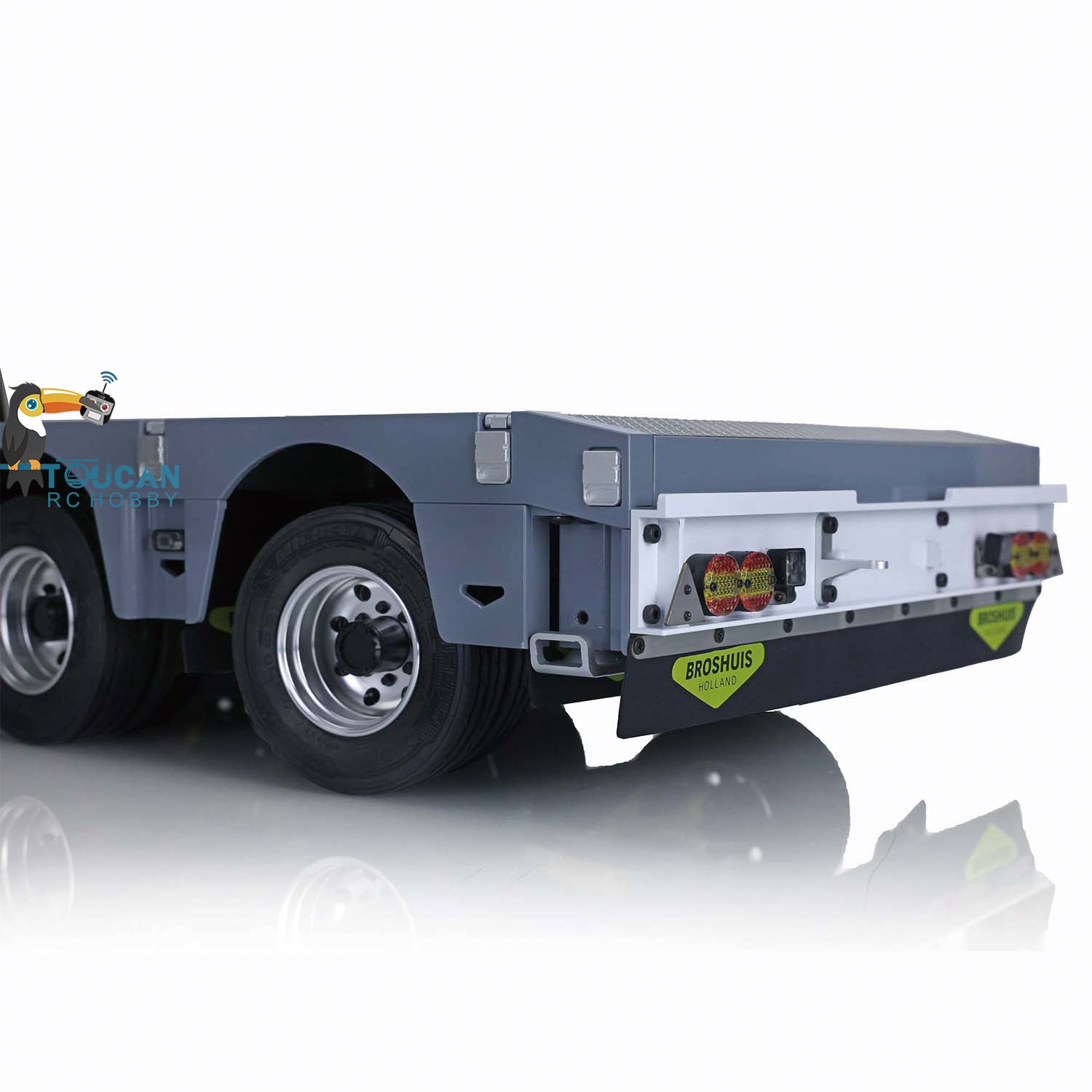 1/14 Scale Metal CNC Heavy Duty 5-Axle Steering Trailer with Extra Flat 2-Axle Module & Stickers - Compatible with TAMIYA RC Tractor Trucks - Perfect for RC Construction & Farm Vehicle Simulation