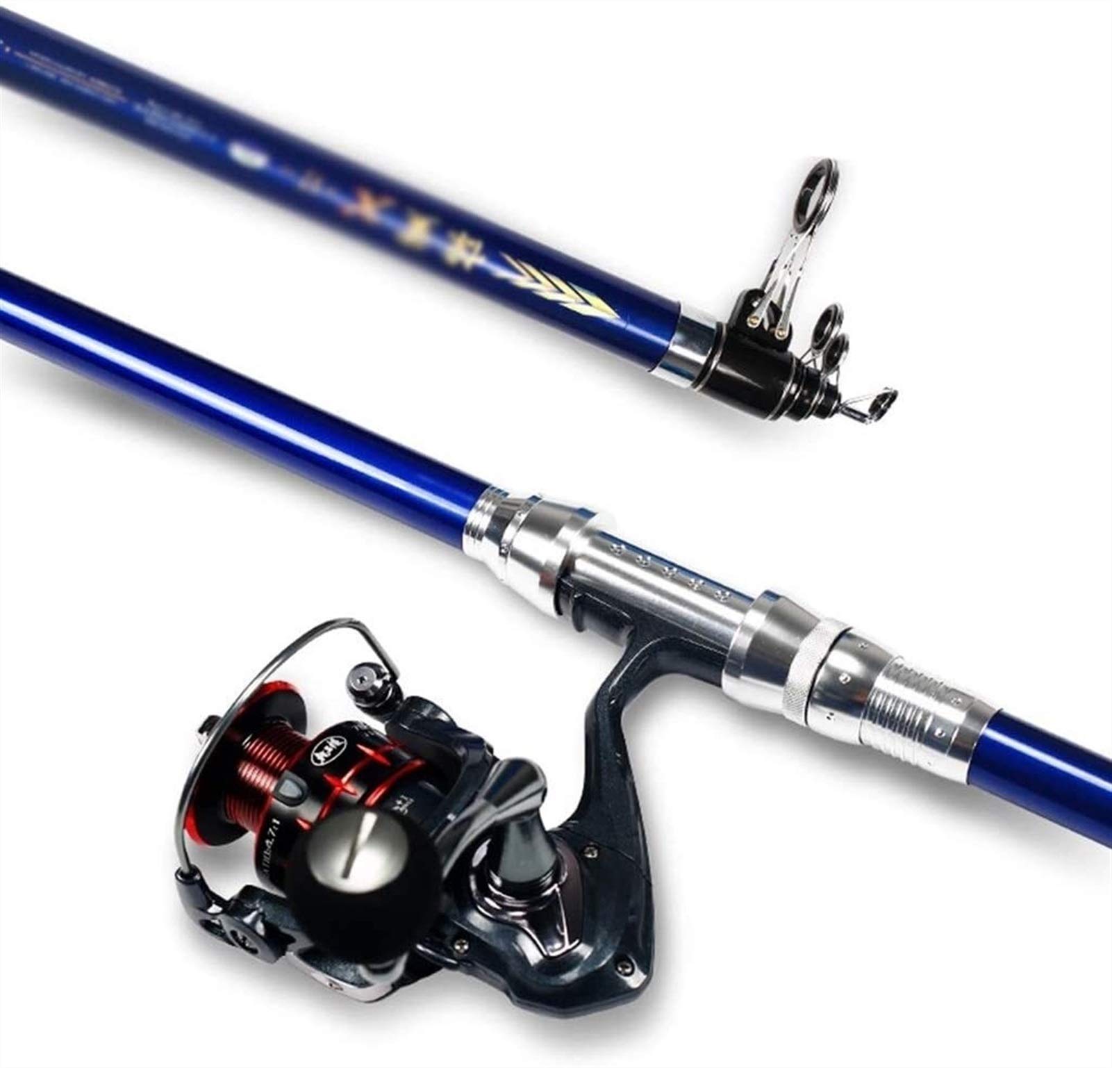 KDKDA Telescopic Fishing Rod and Reel Combo Kit - Lightweight Travel Fishing Pole with Carrier Bag for Saltwater & Freshwater Fishing | Perfect for Beginners, Boat, Shore, and Camping Trips