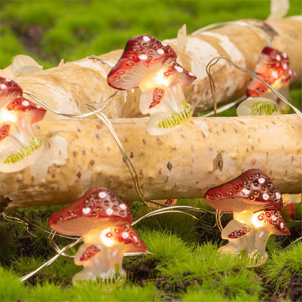 30LED Mushroom String Lights - 9.8FT Battery Operated Fairy Lights for Indoor & Outdoor Christmas, Party, Wedding, Hawaiian Decorations - Perfect for Garden, Patio, Bedroom, and Holiday Celebrations