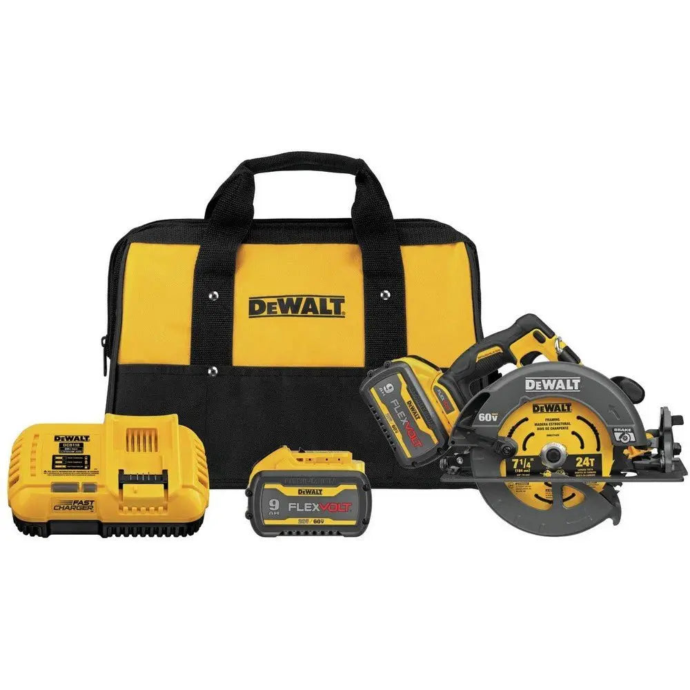 DEWALT DCS578X2 FLEXVOLT 60V MAX Brushless 7-1/4 Inch Cordless Circular Saw with Brake Kit - Professional Woodworking & Construction Power Tool for Framing, Decking, and DIY Projects