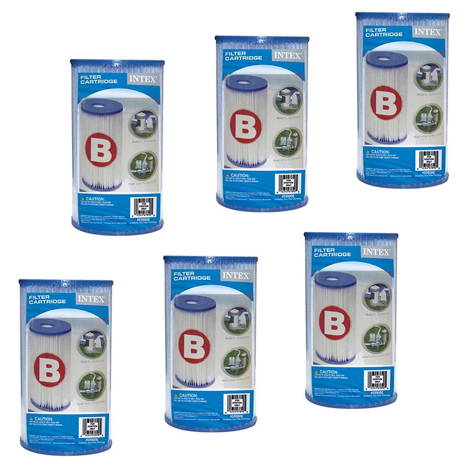 Intex Type B Pool Filter Cartridges (6-Pack) - 29005 | Compatible with Above Ground Pools | Replacement for Clean Swimming Water