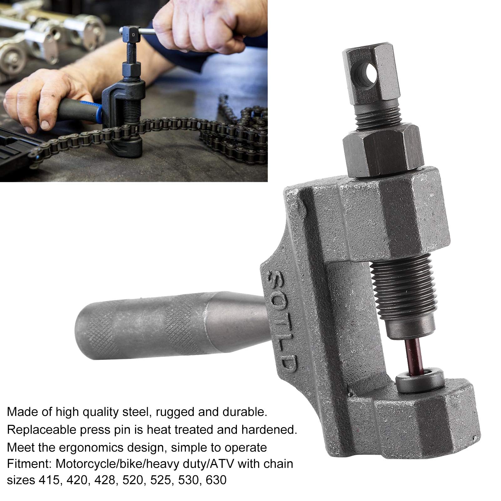 Acouto Universal Motorcycle Chain Breaker & Cutter Tool - Compatible with 420 428 520 525 528 530 Chains for Motorcycle, ATV & Dirt Bike - Professional Chain Splitter & Removal Tool for Road Trips & Off-Road Adventures